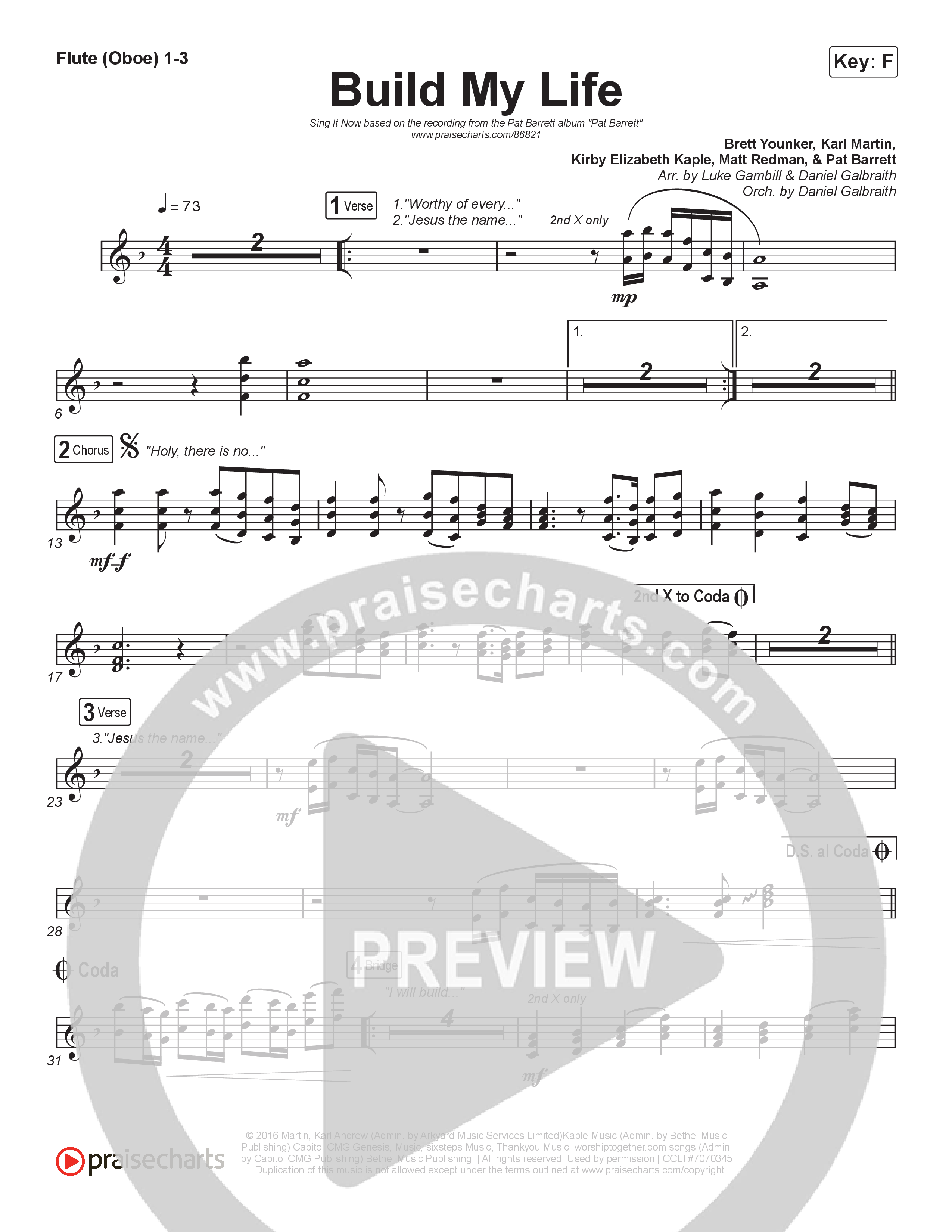 Build My Life (Sing It Now) Flute/Oboe 1/2/3 (Pat Barrett / Arr. Luke Gambill)