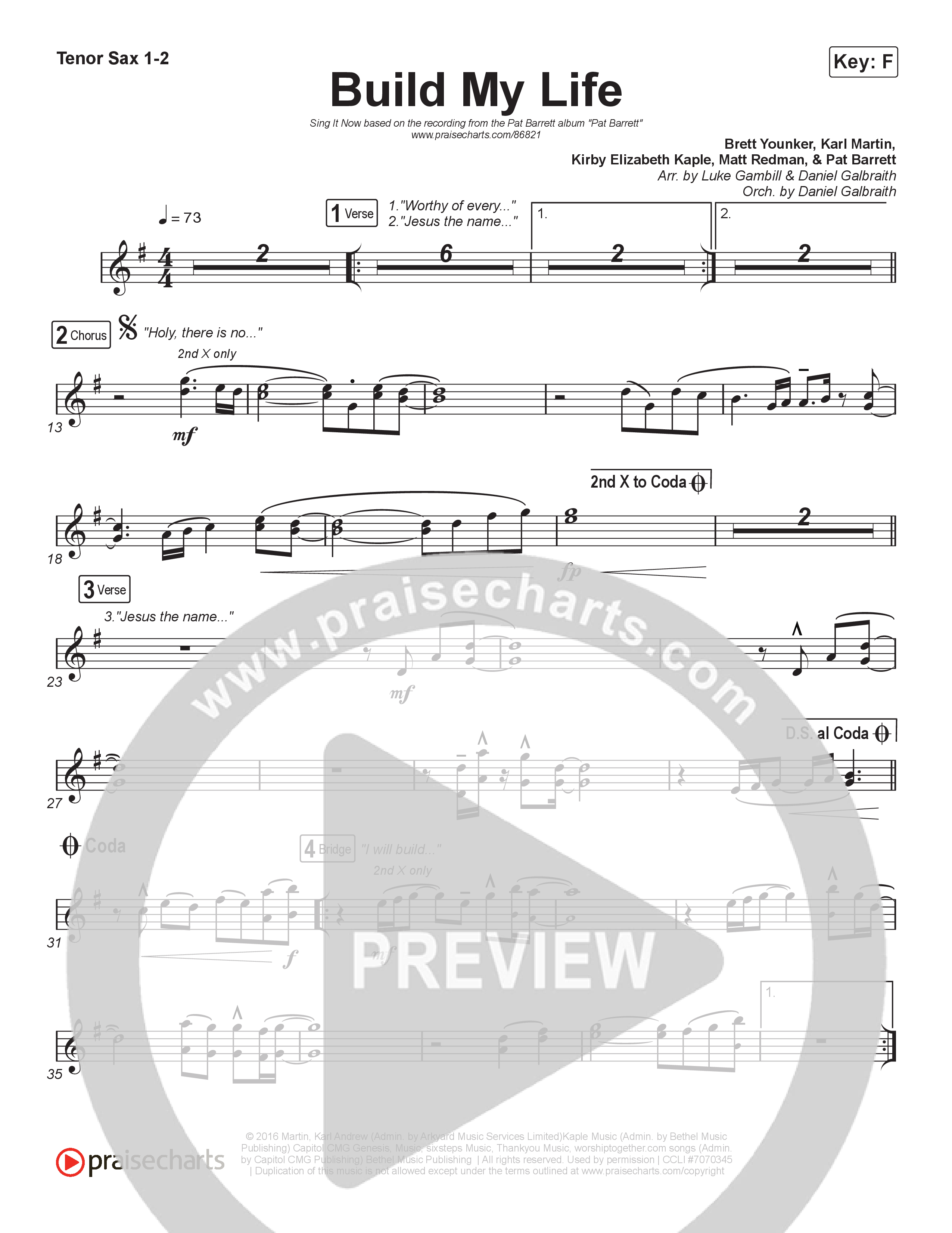 Build My Life (Sing It Now) Sax Pack (Pat Barrett / Arr. Luke Gambill)