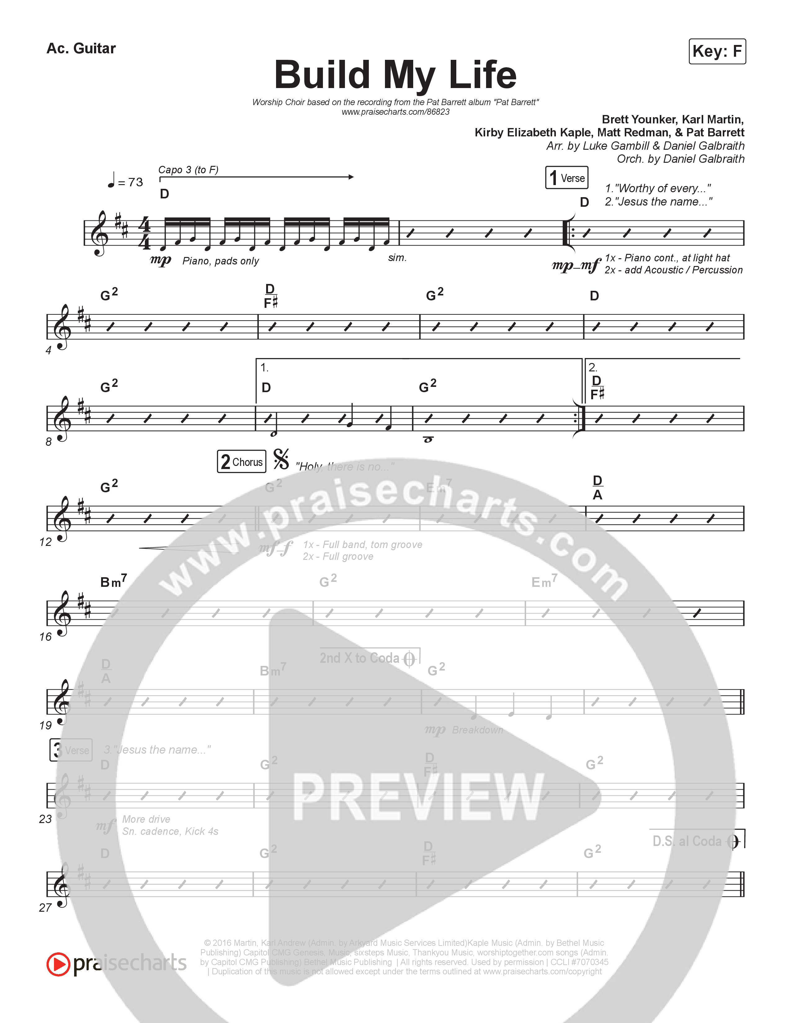 Build My Life (Worship Choir/SAB) Acoustic Guitar (Pat Barrett / Arr. Luke Gambill)