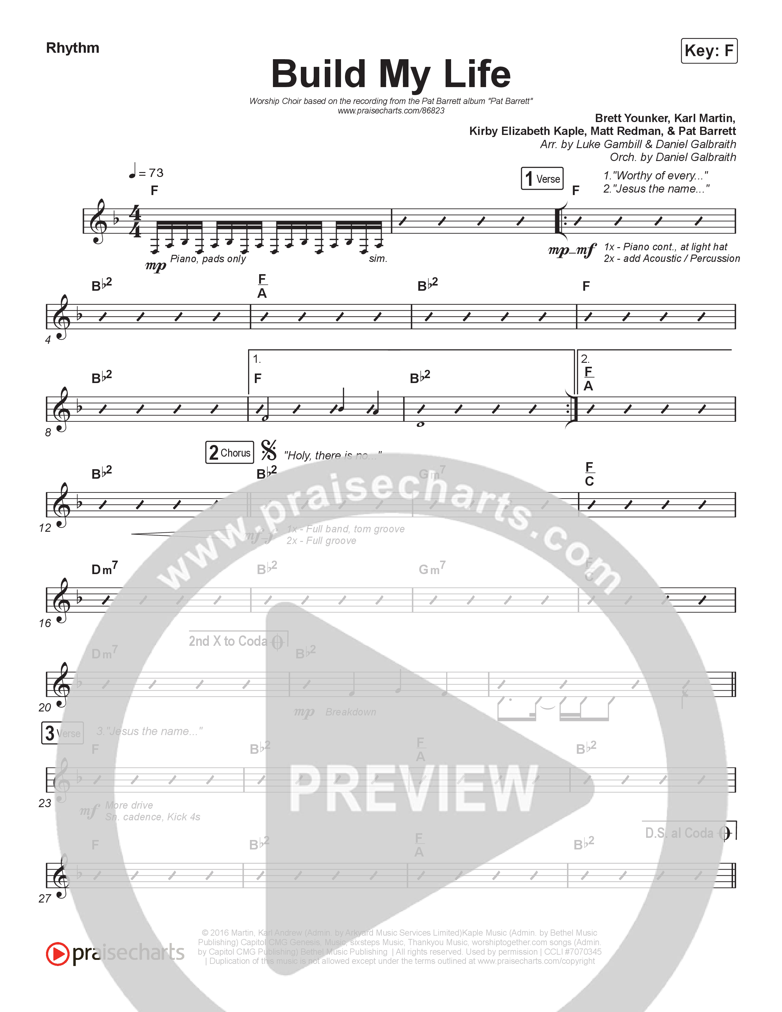 Build My Life (Worship Choir/SAB) Rhythm Pack (Pat Barrett / Arr. Luke Gambill)