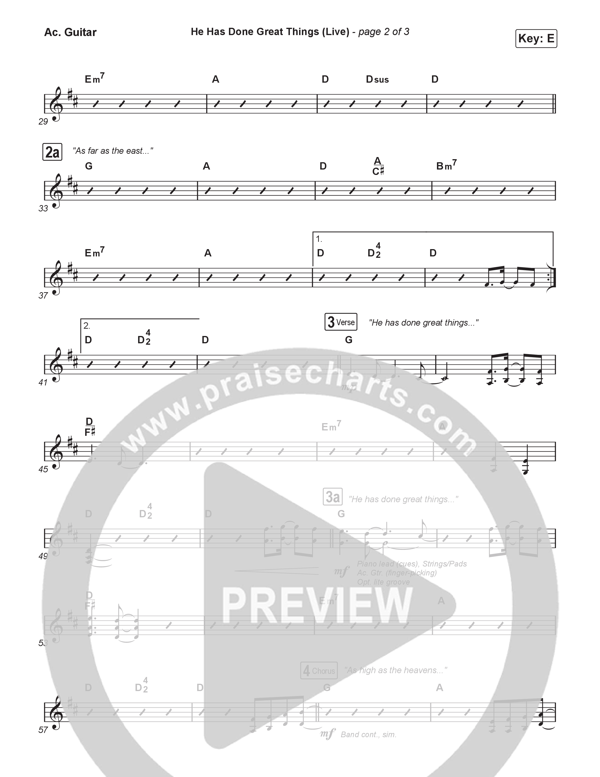 He Has Done Great Things (Choral Anthem SATB) Acoustic Guitar (Bethel Music / Brian Johnson / Arr. Luke Gambill)