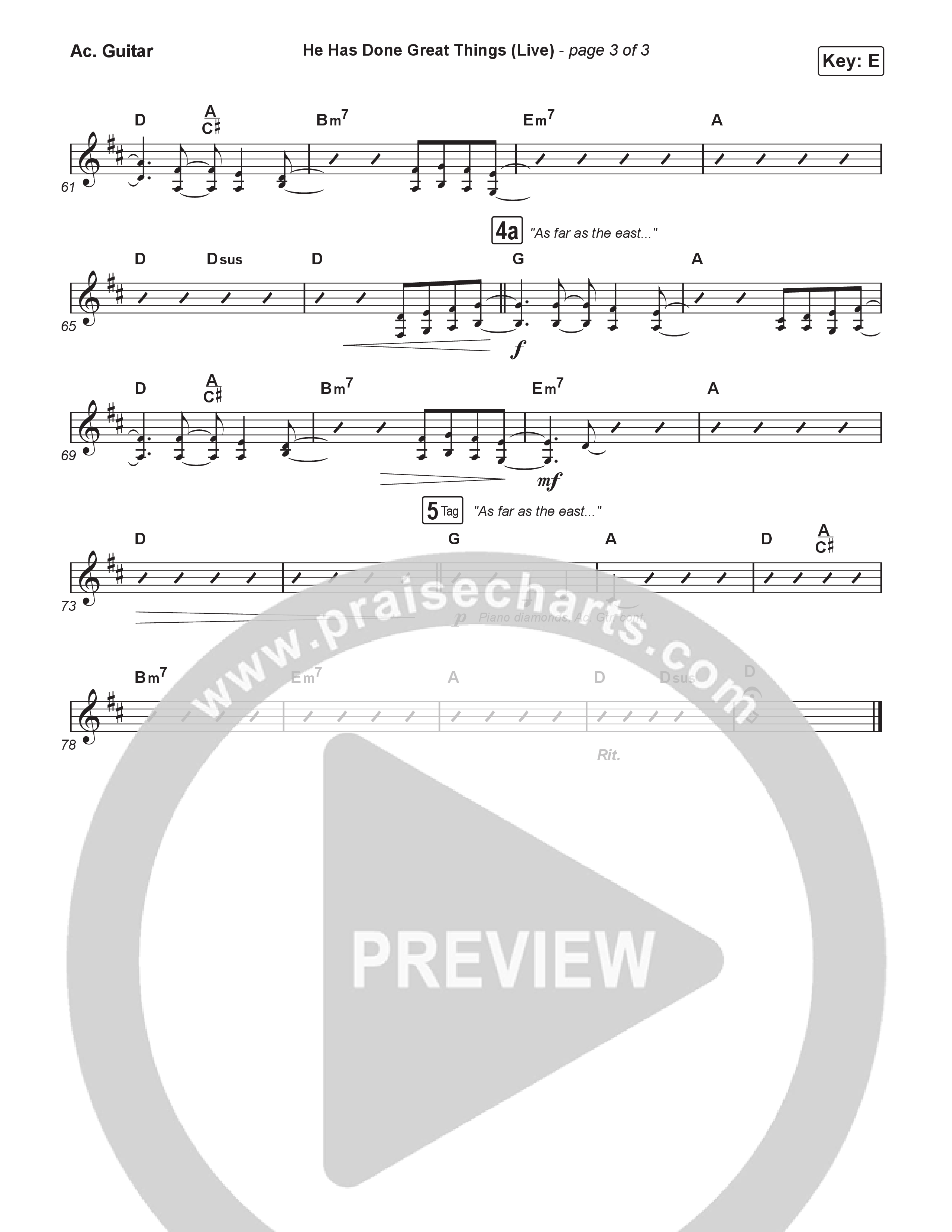 He Has Done Great Things (Choral Anthem SATB) Acoustic Guitar (Bethel Music / Brian Johnson / Arr. Luke Gambill)