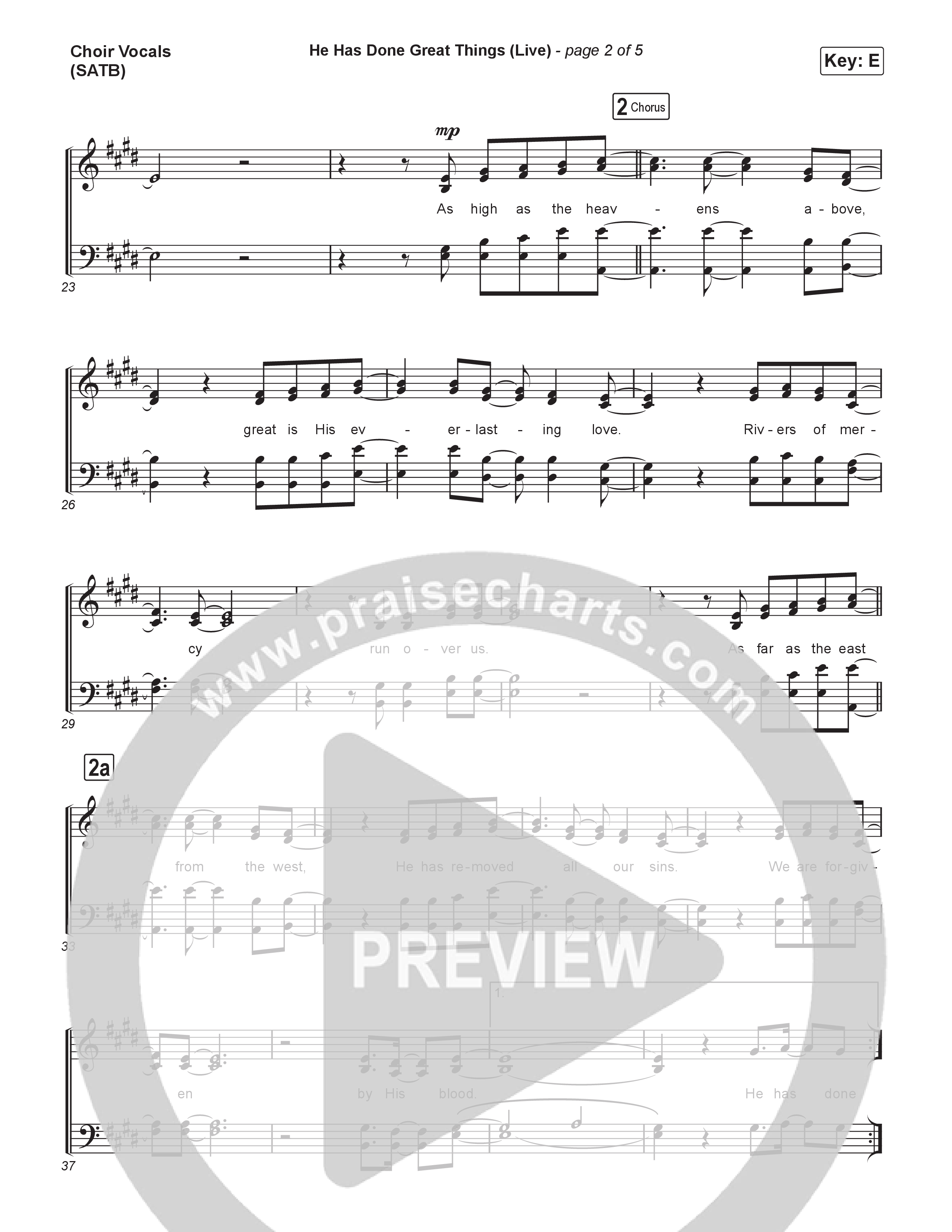 He Has Done Great Things (Choral Anthem SATB) Choir Sheet (SATB) (Bethel Music / Brian Johnson / Arr. Luke Gambill)