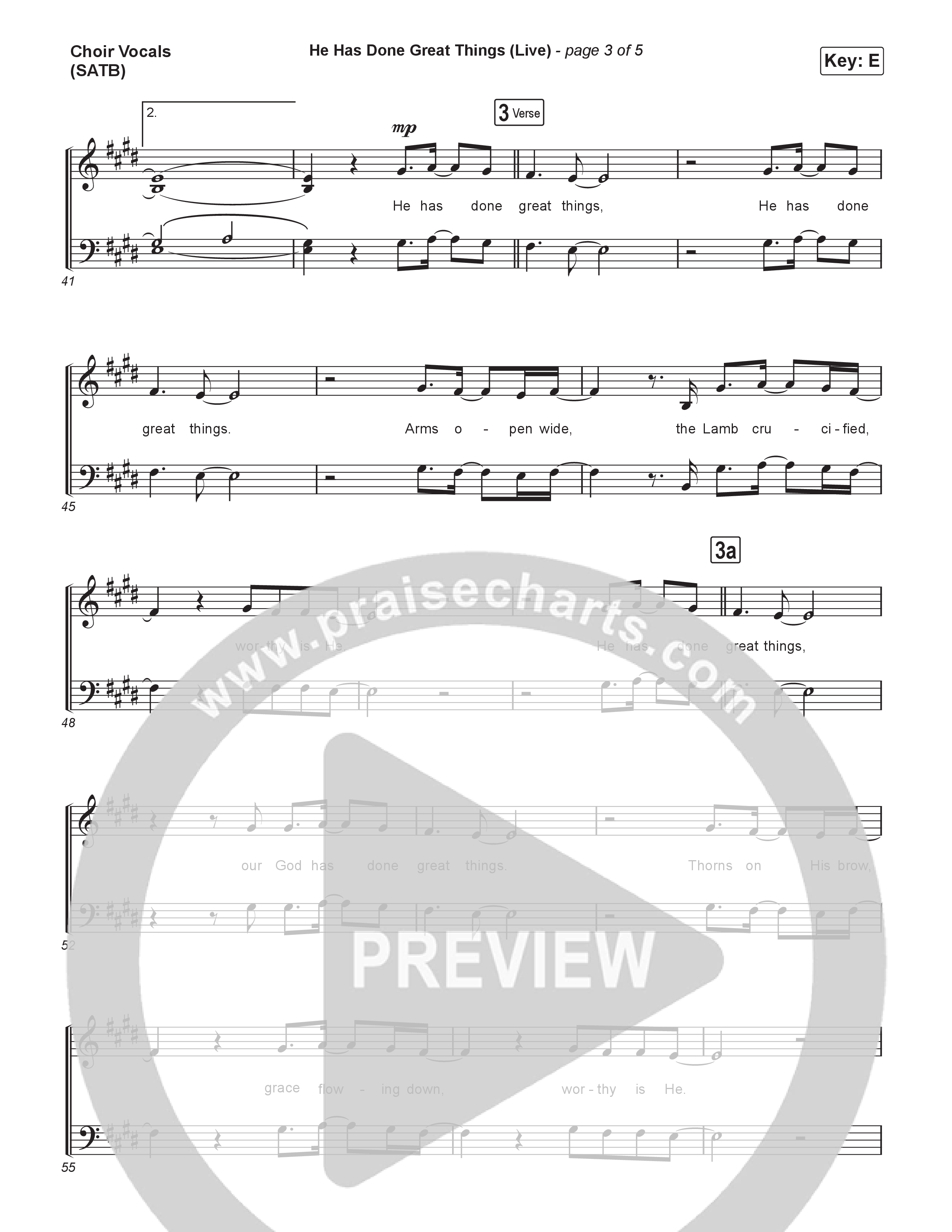 He Has Done Great Things (Choral Anthem SATB) Choir Sheet (SATB) (Bethel Music / Brian Johnson / Arr. Luke Gambill)