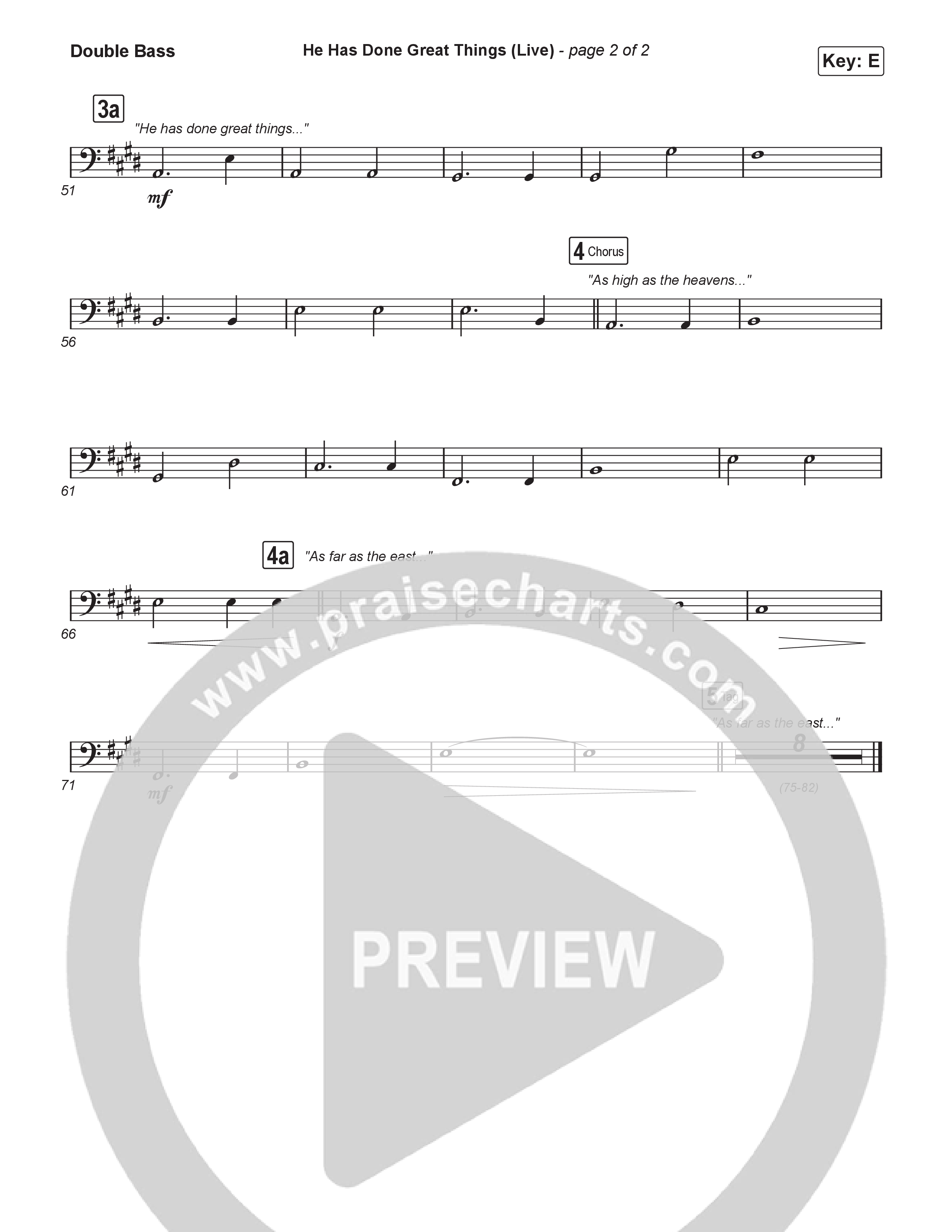 He Has Done Great Things (Choral Anthem SATB) String Bass (Bethel Music / Brian Johnson / Arr. Luke Gambill)