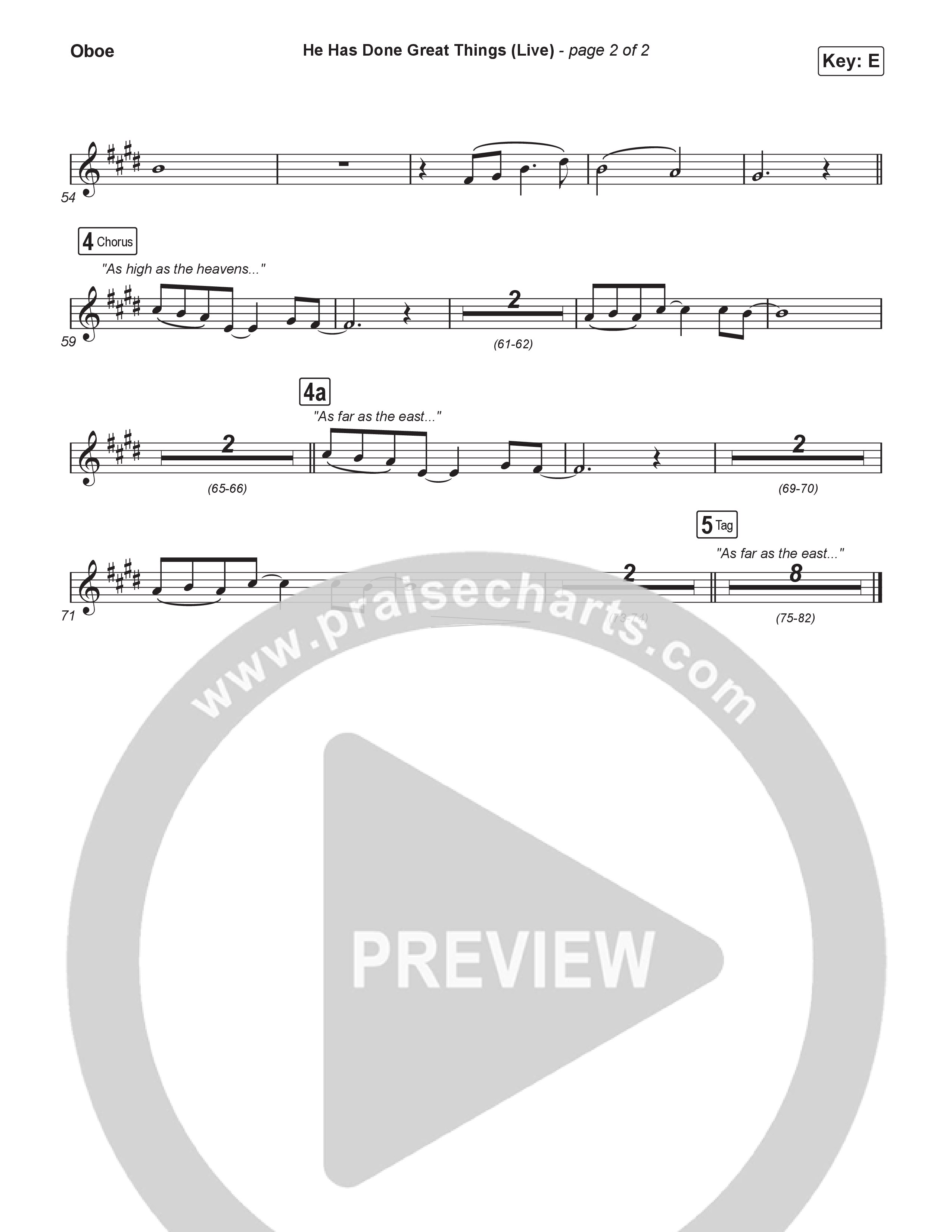 He Has Done Great Things (Choral Anthem SATB) Oboe (Bethel Music / Brian Johnson / Arr. Luke Gambill)