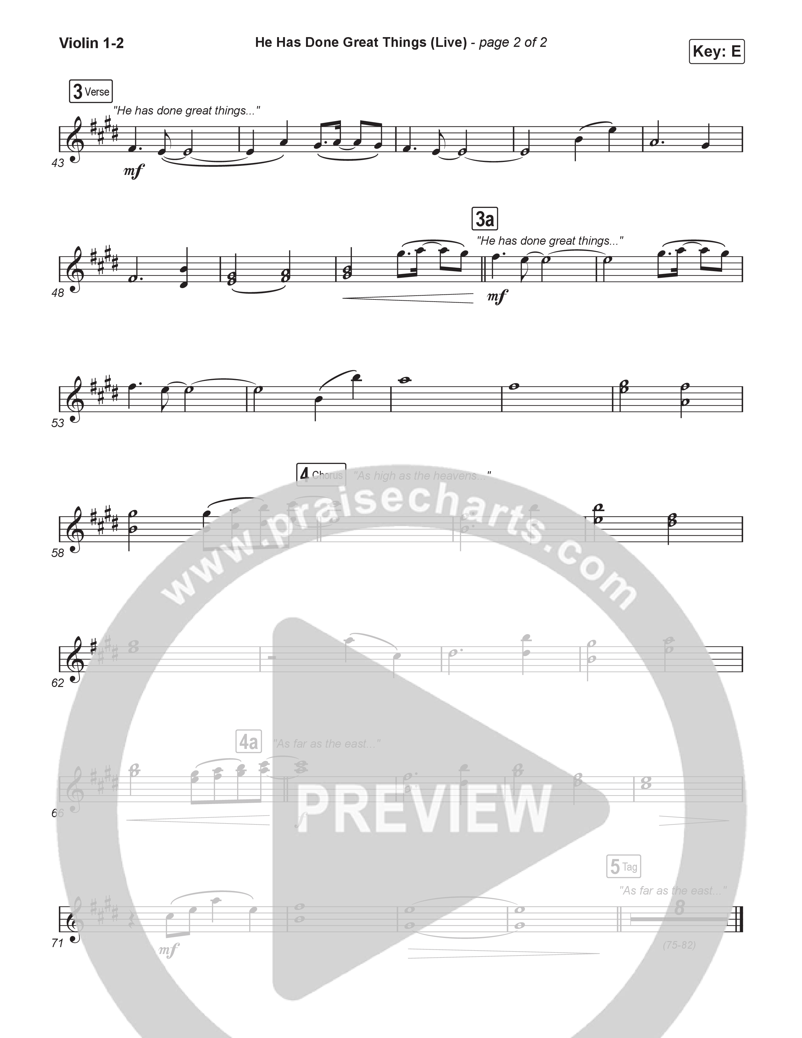 He Has Done Great Things (Choral Anthem SATB) String Pack (Bethel Music / Brian Johnson / Arr. Luke Gambill)