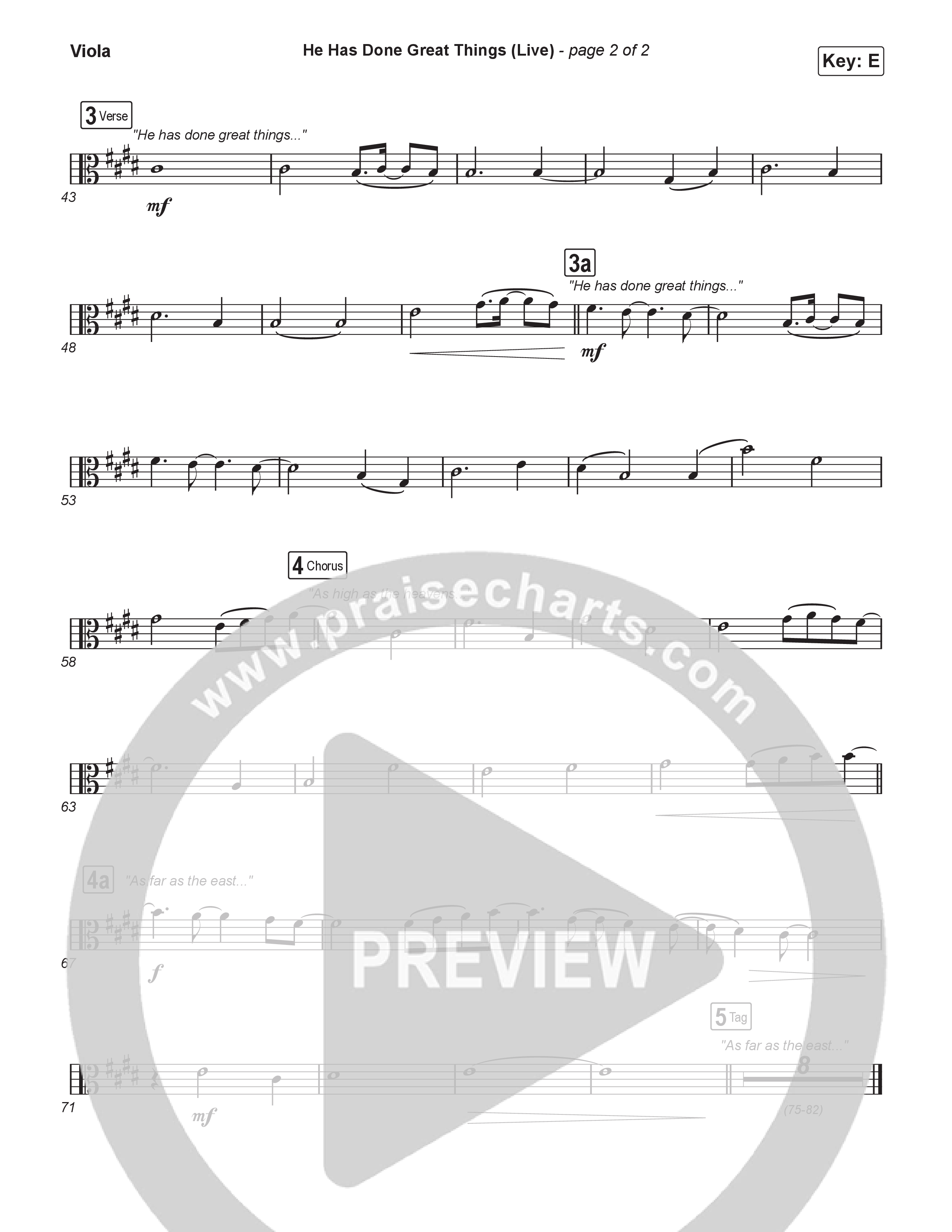 He Has Done Great Things (Worship Choir/SAB) Viola (Bethel Music / Brian Johnson / Arr. Luke Gambill)