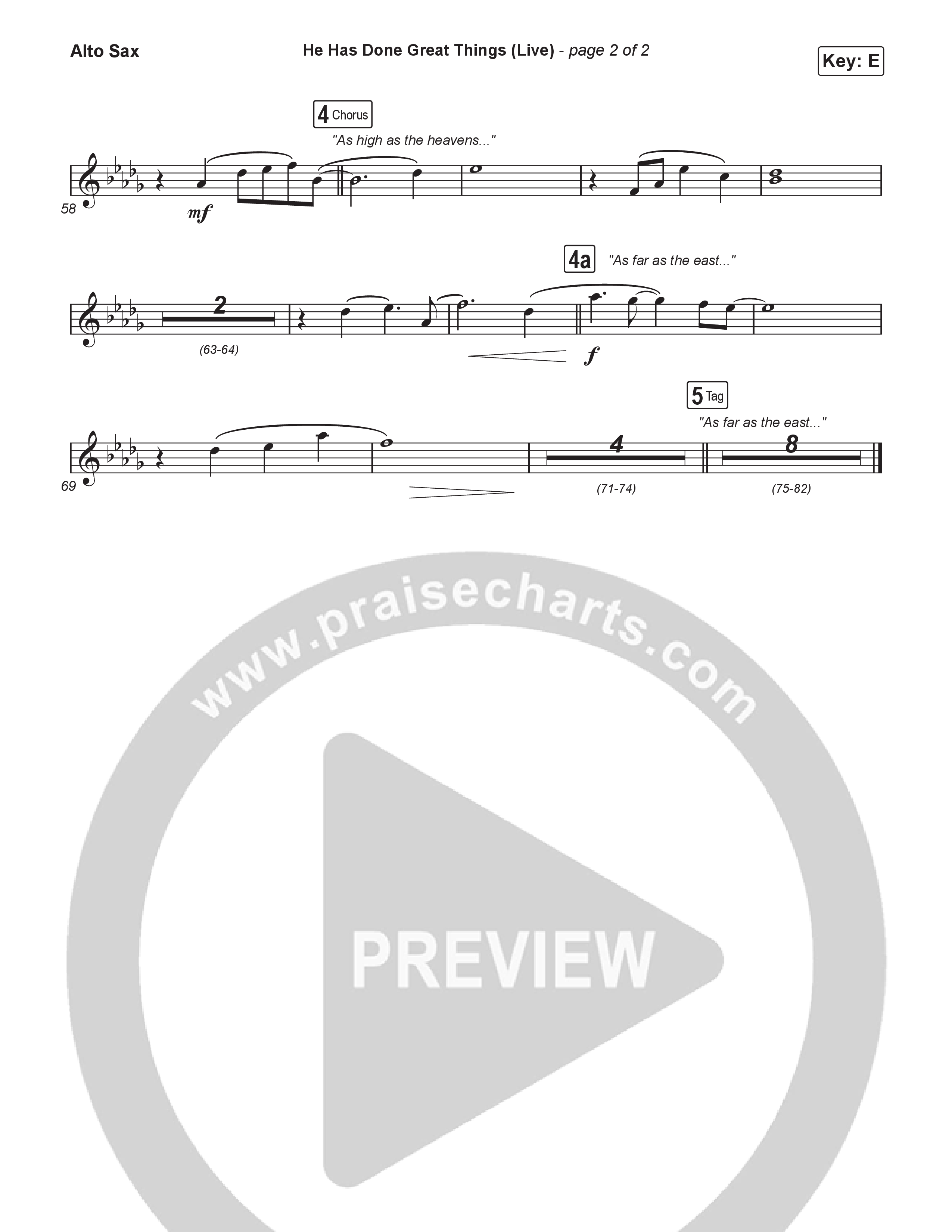 He Has Done Great Things (Sing It Now) Alto Sax (Bethel Music / Brian Johnson / Arr. Luke Gambill)