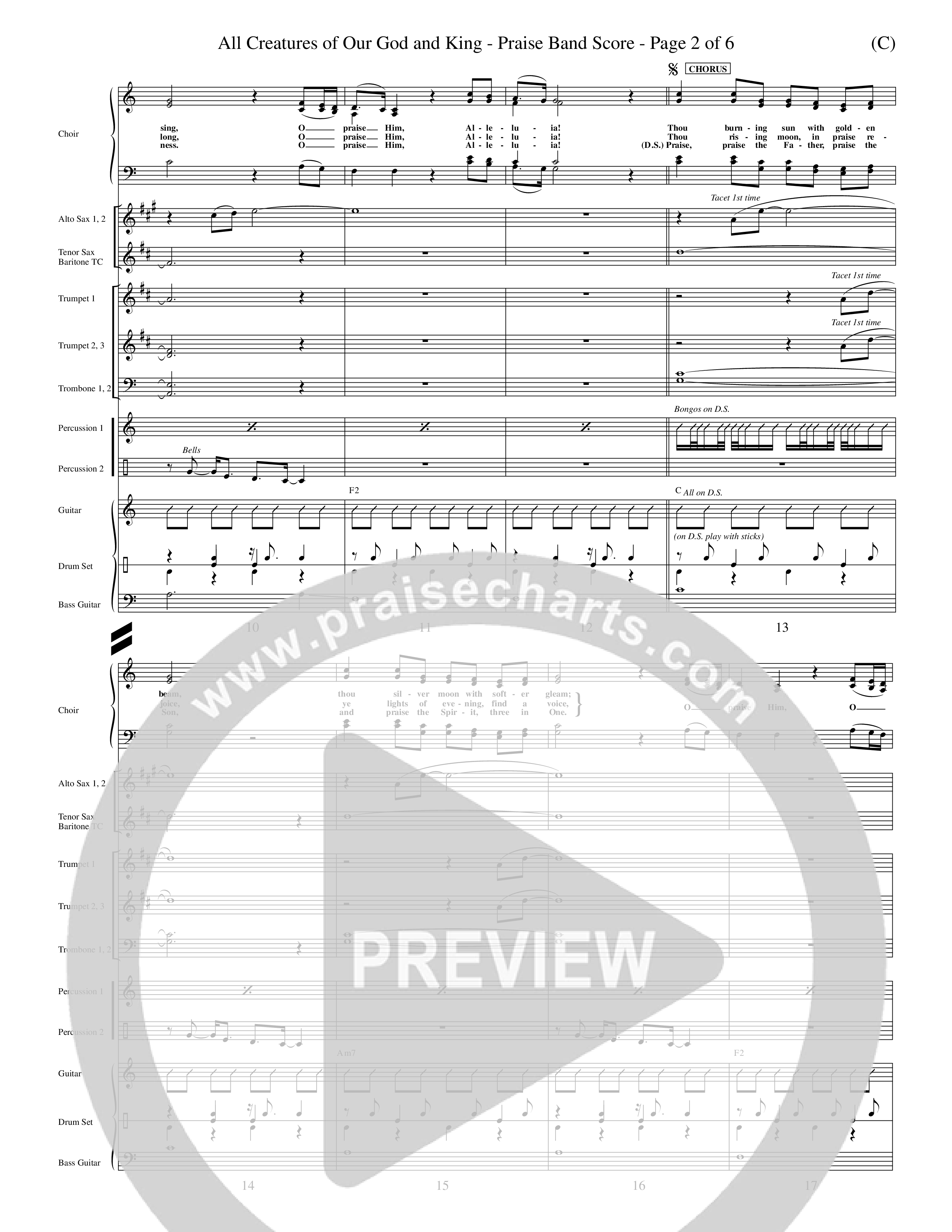 All Creatures Of Our God and King (Crowder) (Choral Anthem SATB) PraiseBand (incl. Brass) (Word Music Choral / Arr. David Crowder)
