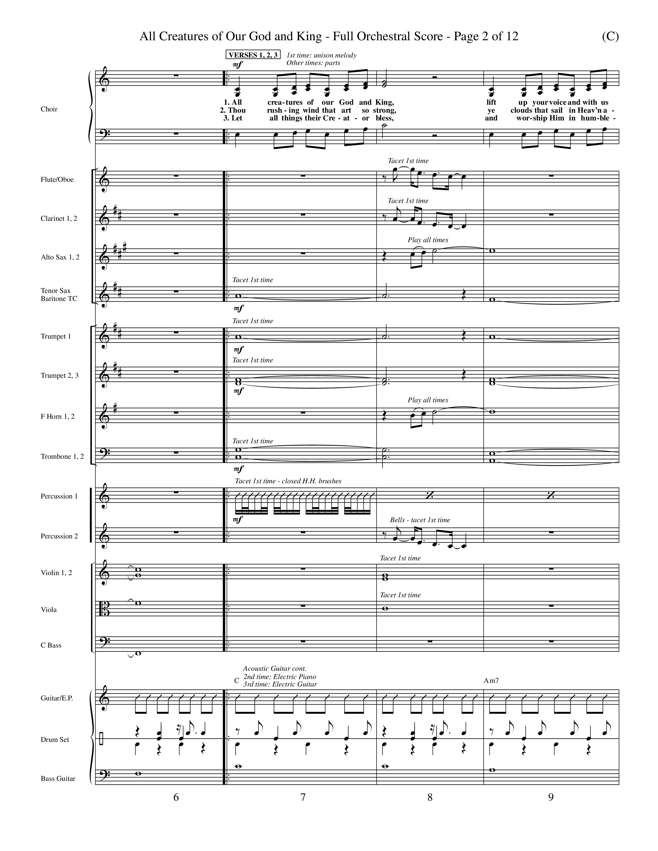 All Creatures Of Our God and King (Crowder) (Choral Anthem SATB) Orchestration (Word Music Choral / Arr. David Crowder)