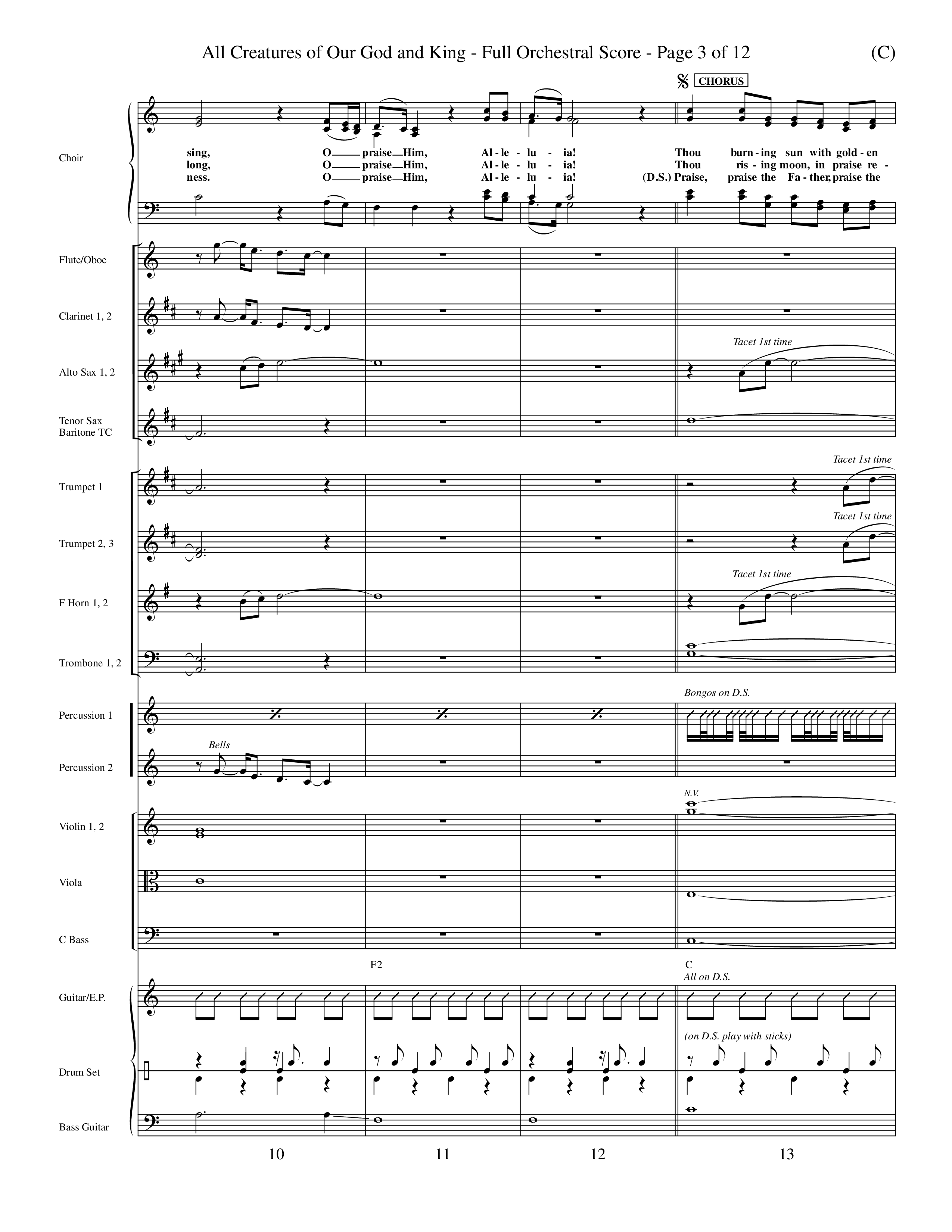 All Creatures Of Our God and King (Crowder) (Choral Anthem SATB) Orchestration (Word Music Choral / Arr. David Crowder)