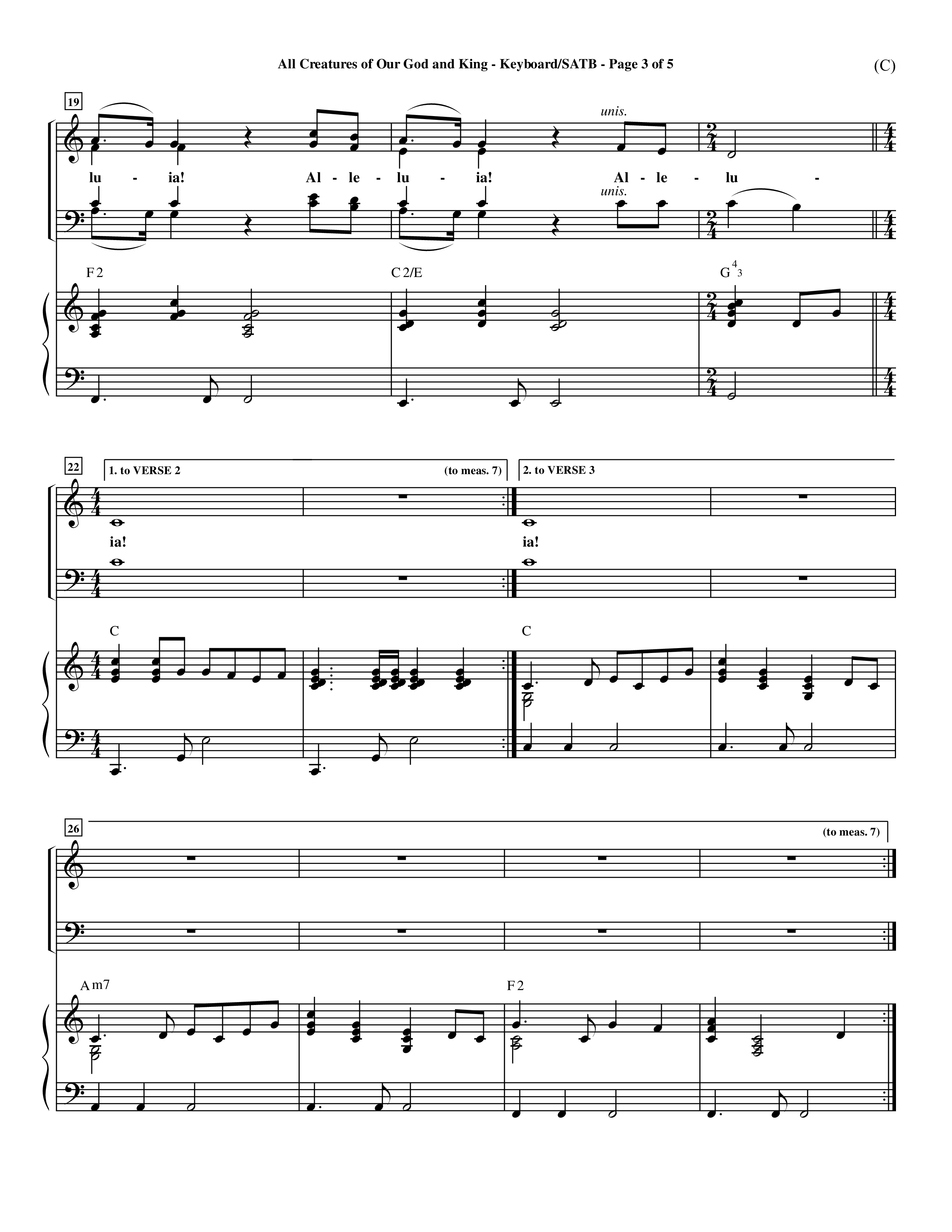 All Creatures Of Our God and King (Crowder) (Choral Anthem SATB) Keys (Word Music Choral / Arr. David Crowder)