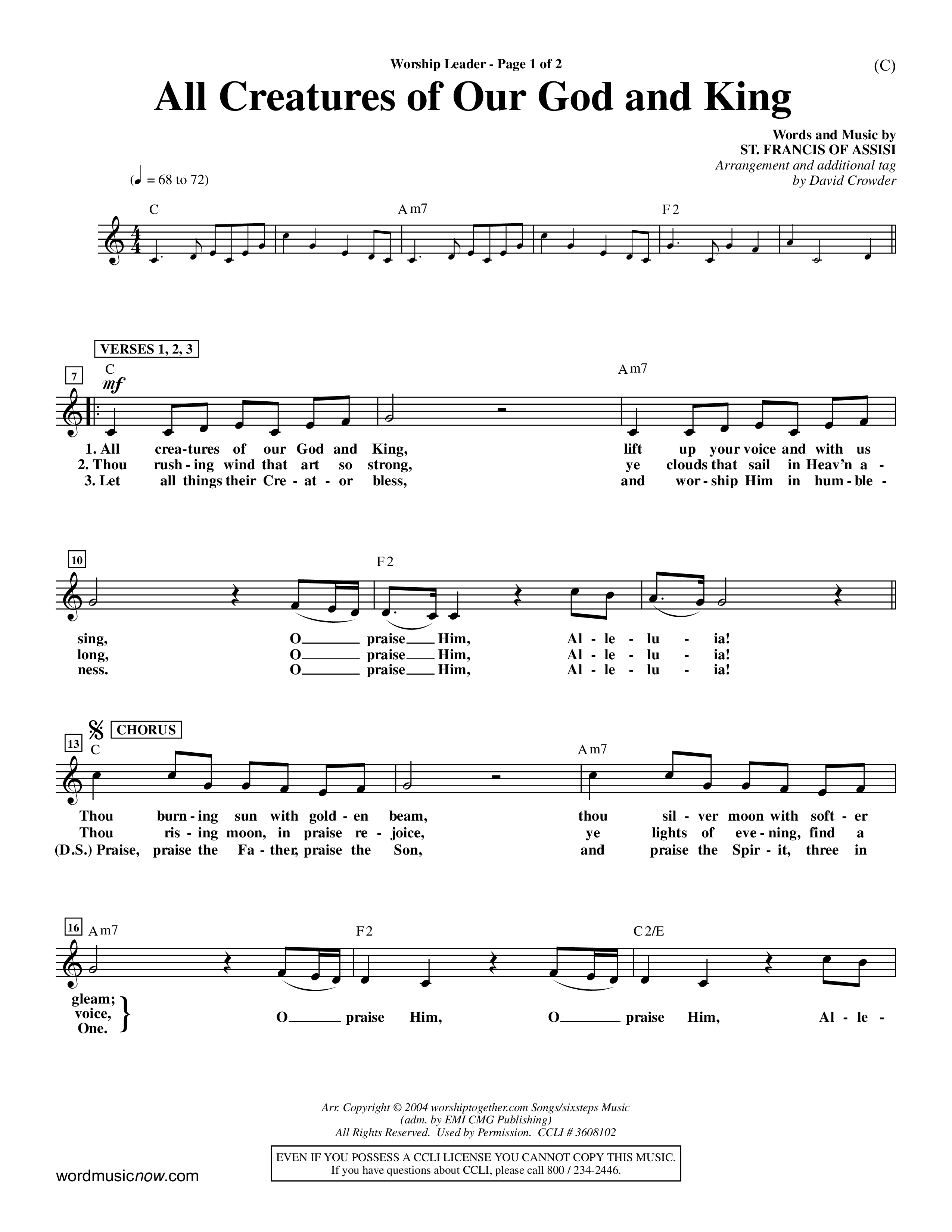 All Creatures Of Our God and King (Crowder) (Choral Anthem SATB) Rhythm Pack (Word Music Choral / Arr. David Crowder)