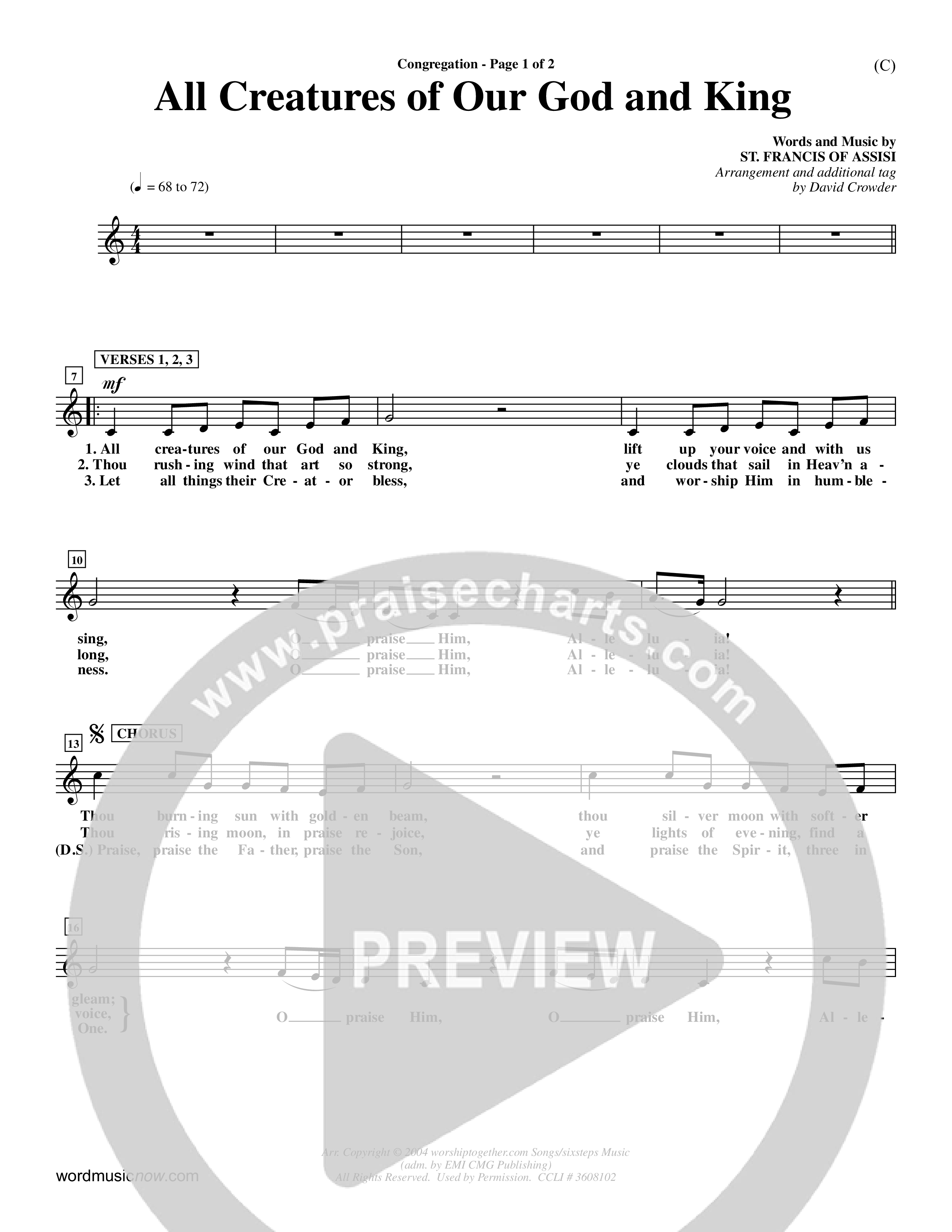 All Creatures Of Our God and King (Crowder) (Choral Anthem SATB) Rhythm Pack (Word Music Choral / Arr. David Crowder)