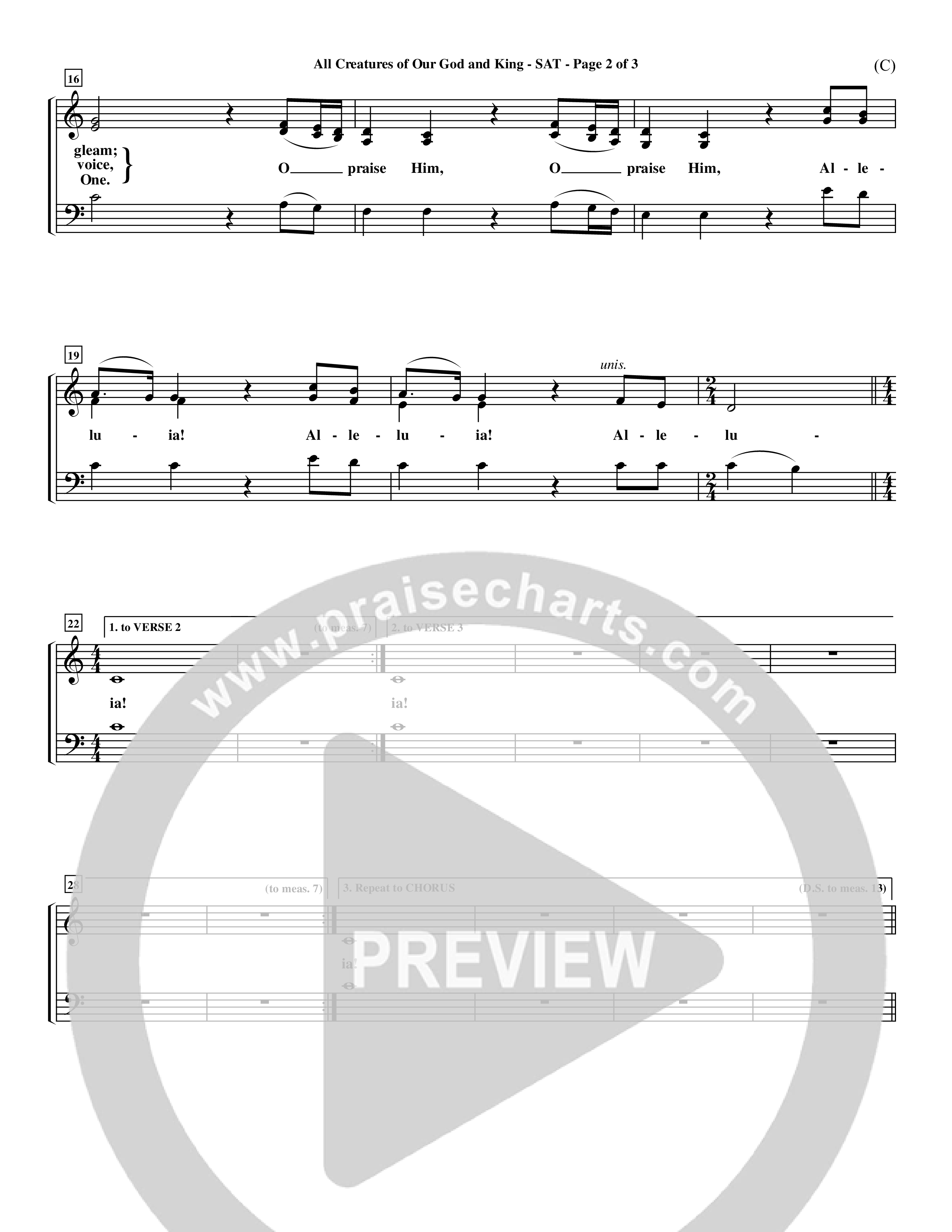 All Creatures Of Our God and King (Crowder) (Choral Anthem SATB) Lead Sheet (SAT) (Word Music Choral / Arr. David Crowder)