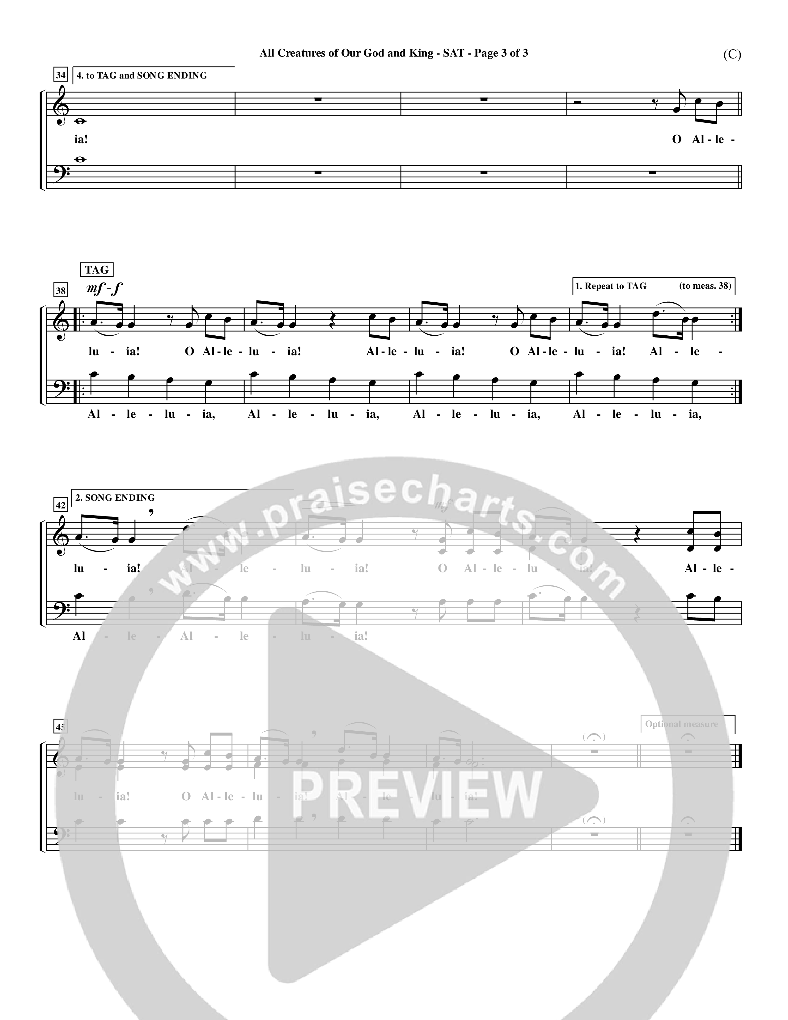 All Creatures Of Our God and King (Crowder) (Choral Anthem SATB) Lead Sheet (SAT) (Word Music Choral / Arr. David Crowder)