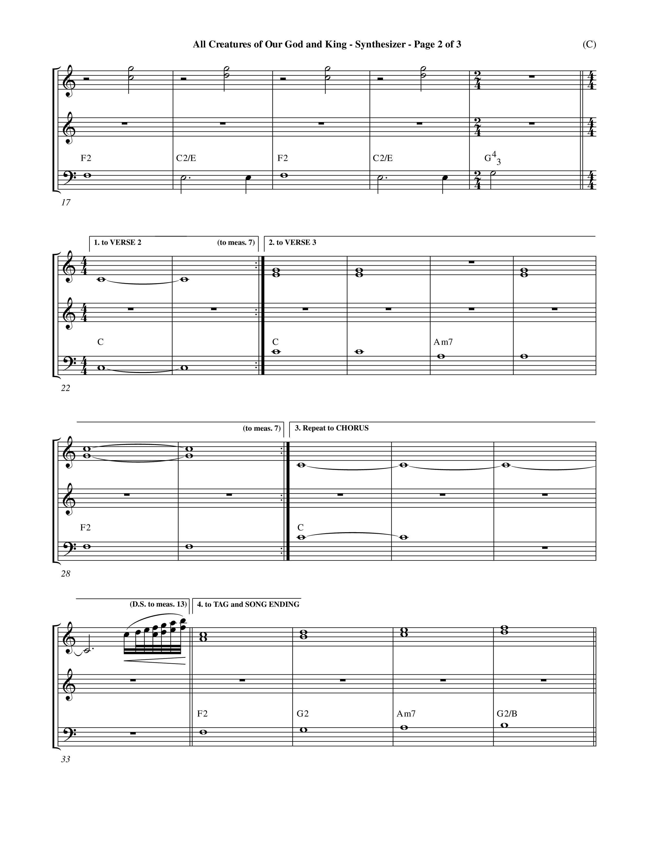 All Creatures Of Our God and King (Crowder) (Choral Anthem SATB) Synth (Word Music Choral / Arr. David Crowder)