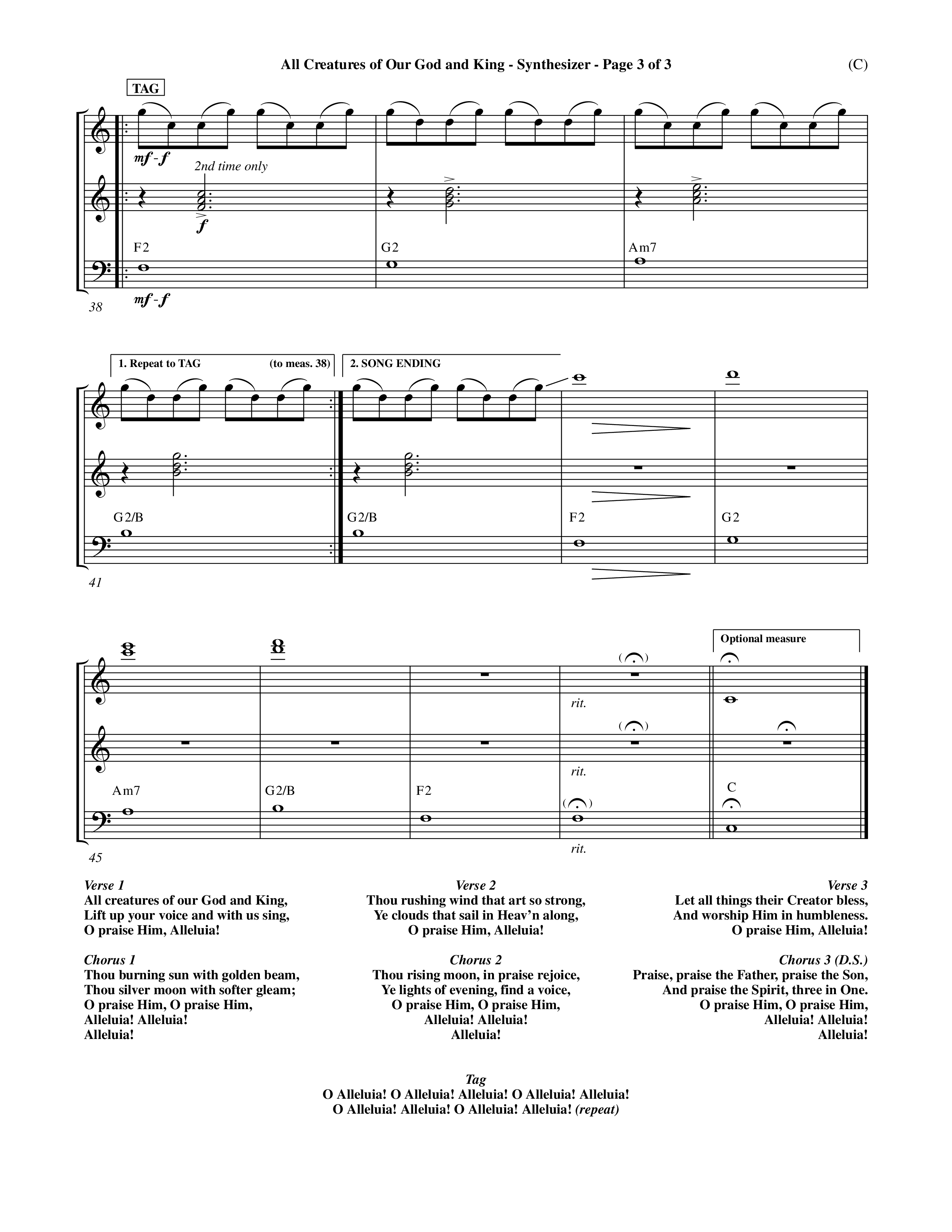 All Creatures Of Our God and King (Crowder) (Choral Anthem SATB) Synth (Word Music Choral / Arr. David Crowder)