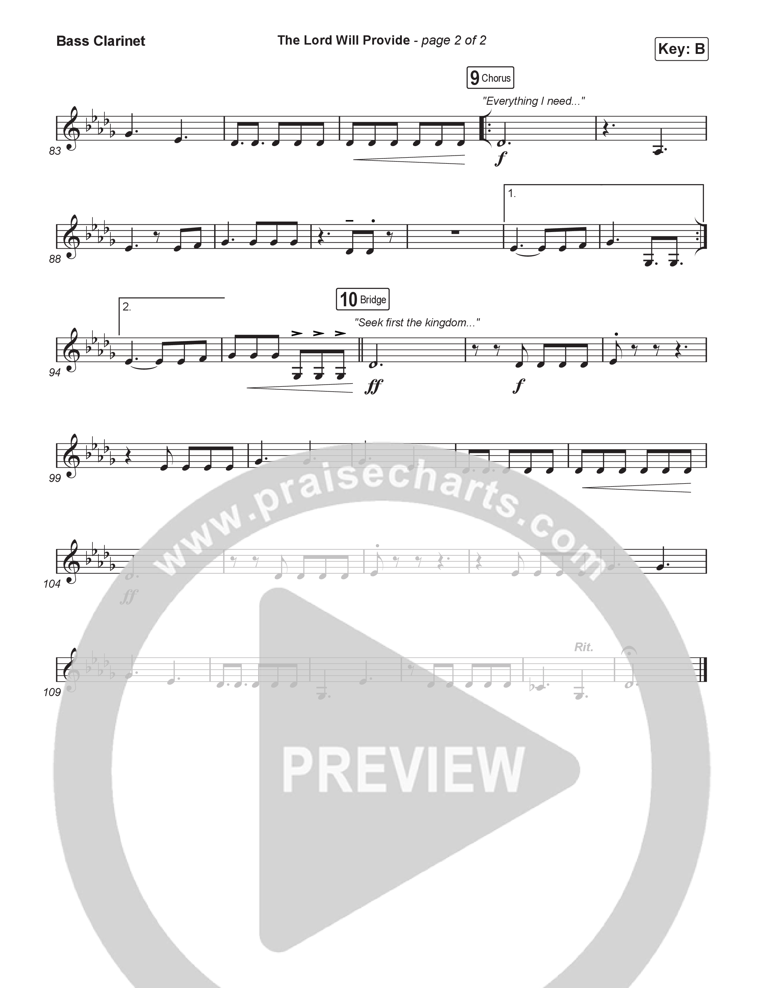 The Lord Will Provide (Choral Anthem SATB) Bass Clarinet (Passion / Landon Wolfe / Arr. Luke Gambill)