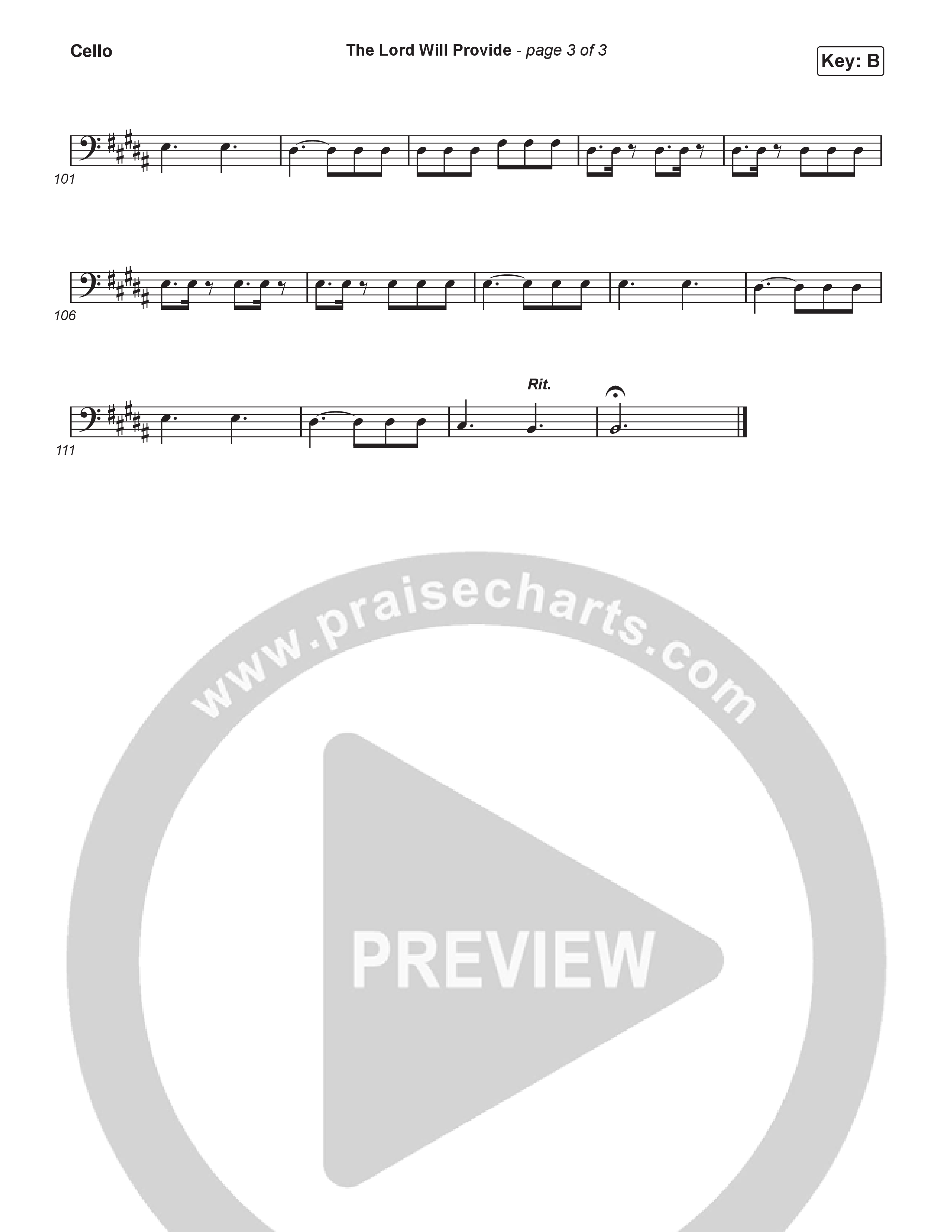 The Lord Will Provide (Choral Anthem SATB) Cello (Passion / Landon Wolfe / Arr. Luke Gambill)