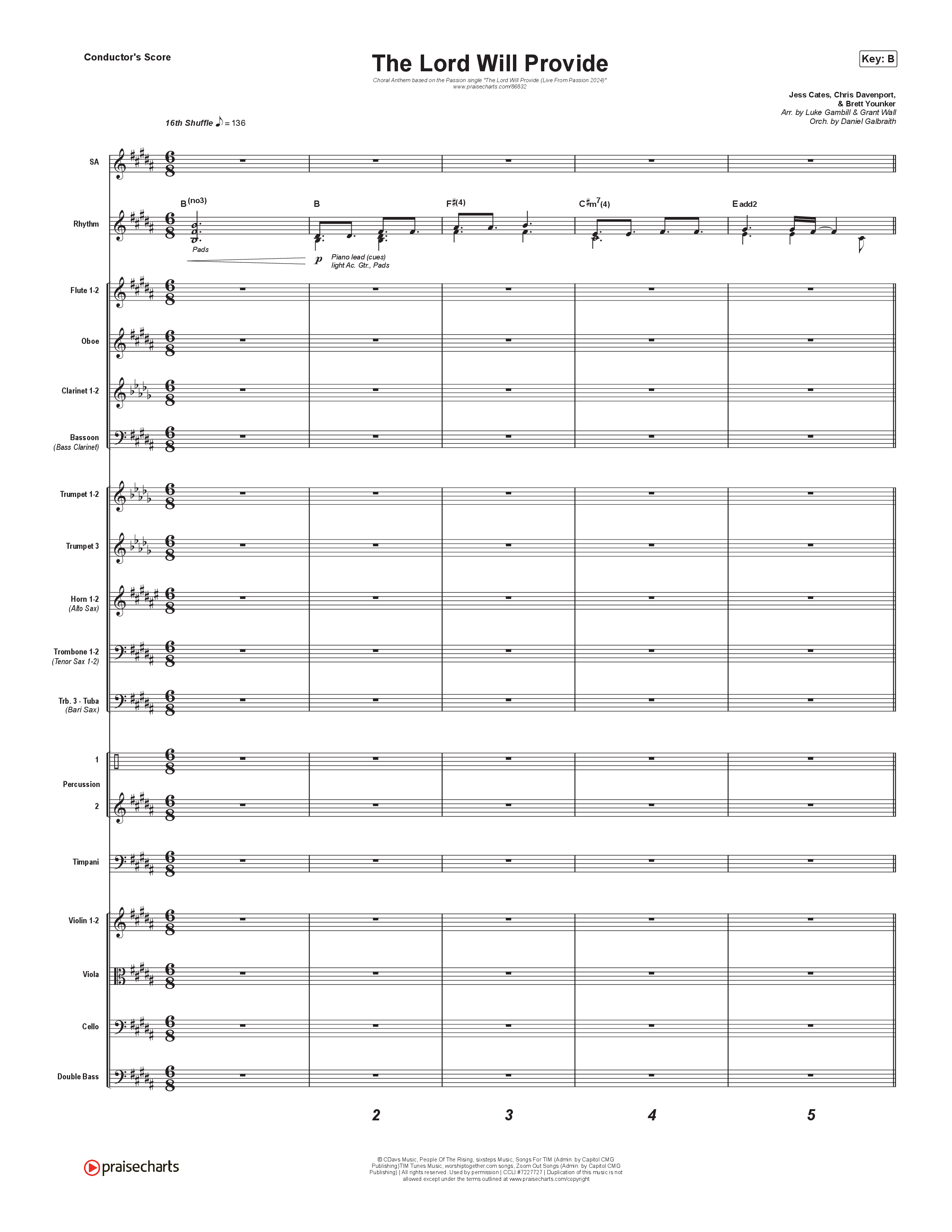 The Lord Will Provide (Choral Anthem SATB) Conductor's Score (Passion / Landon Wolfe / Arr. Luke Gambill)