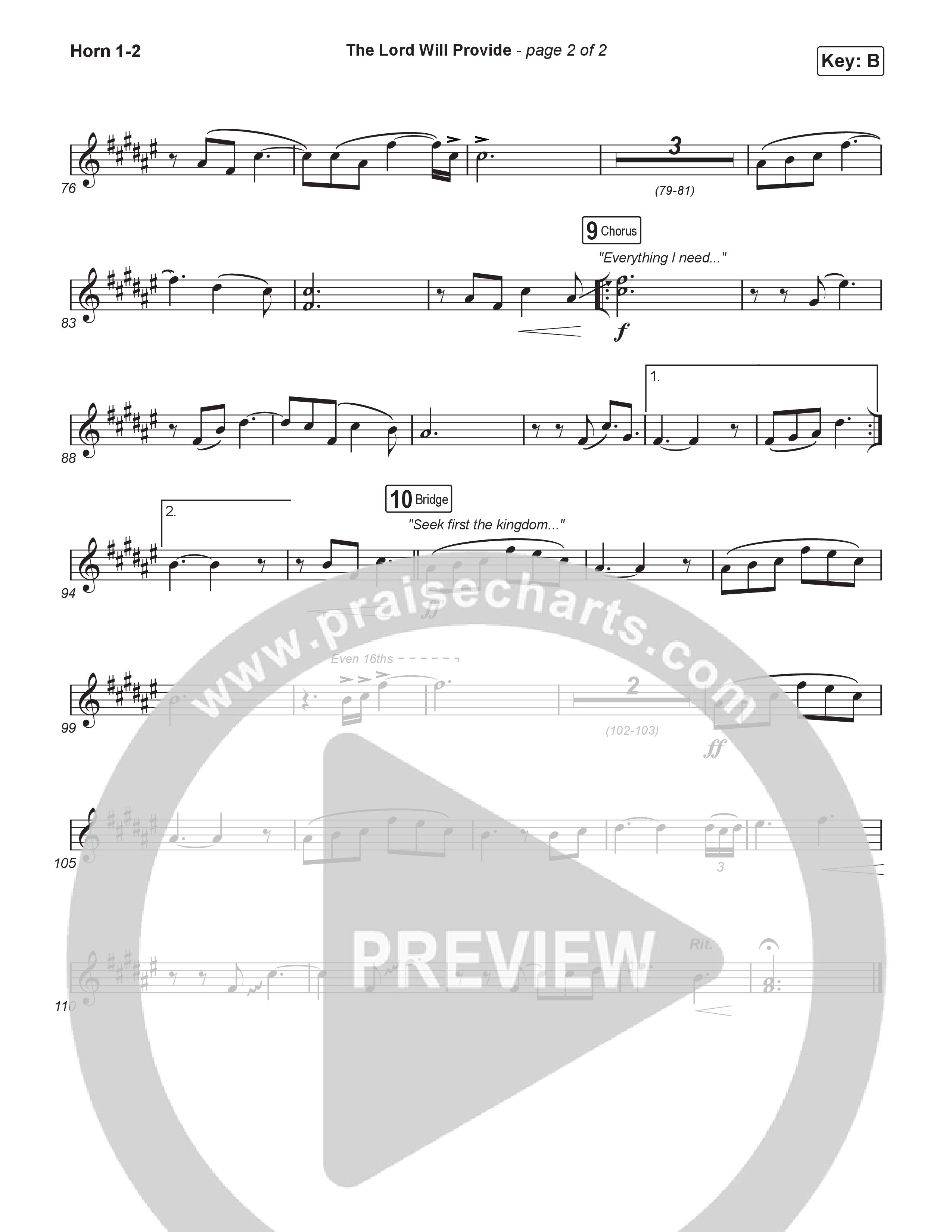 The Lord Will Provide (Choral Anthem SATB) French Horn 1,2 (Passion / Landon Wolfe / Arr. Luke Gambill)
