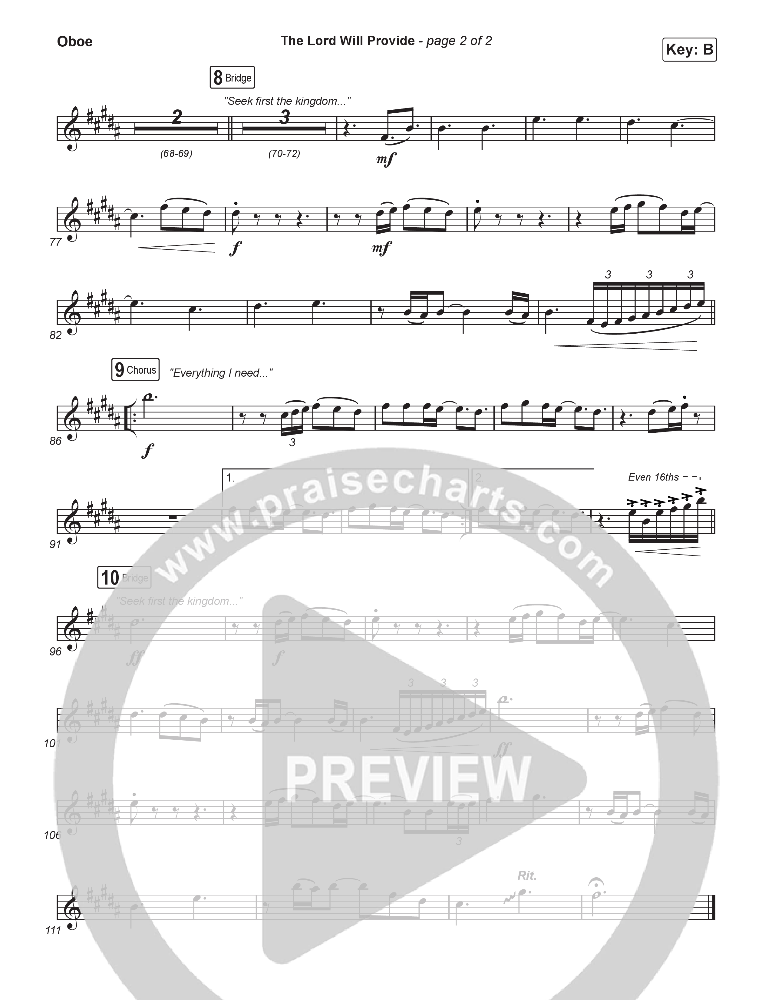 The Lord Will Provide (Choral Anthem SATB) Oboe (Passion / Landon Wolfe / Arr. Luke Gambill)