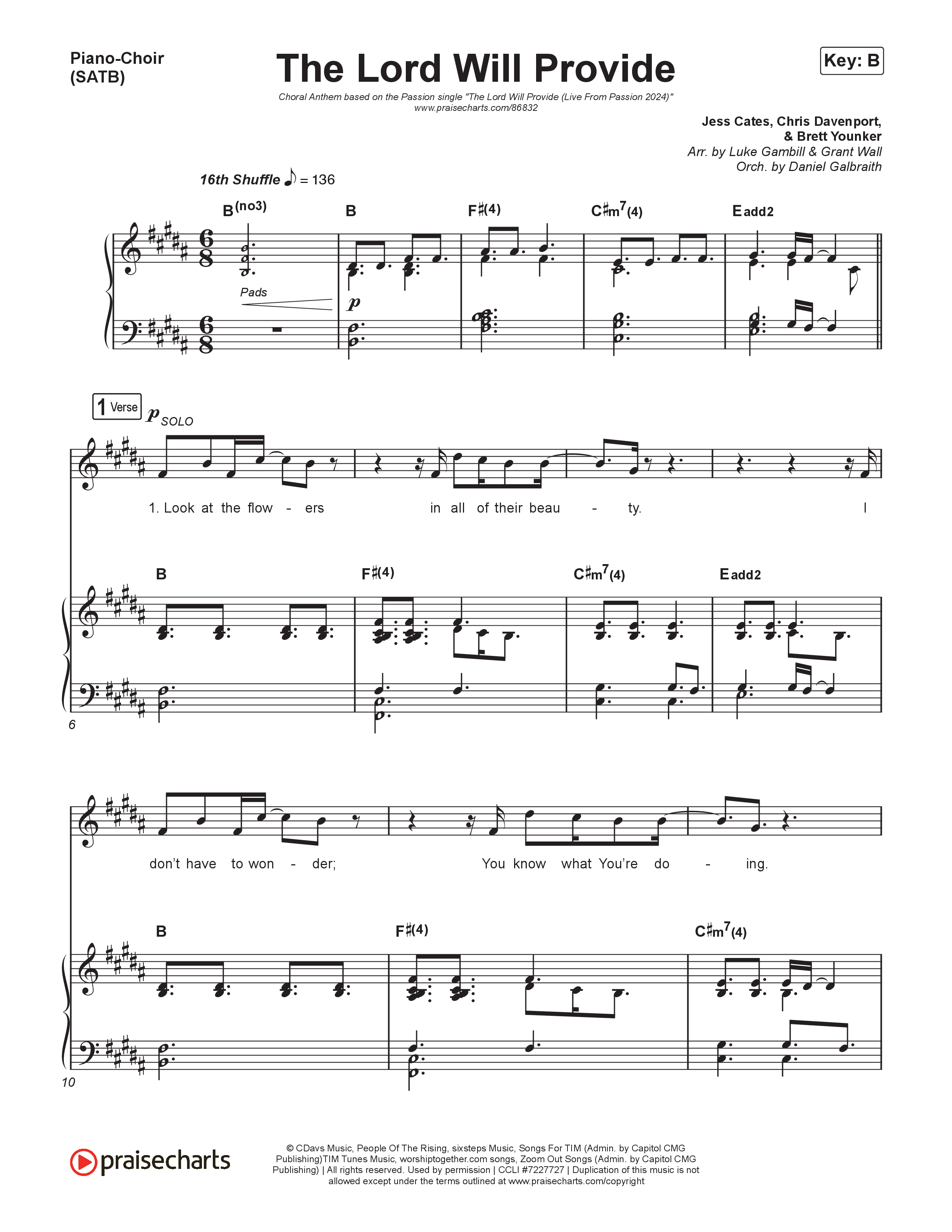 The Lord Will Provide (Choral Anthem SATB) Piano/Vocal (SATB) (Passion / Landon Wolfe / Arr. Luke Gambill)