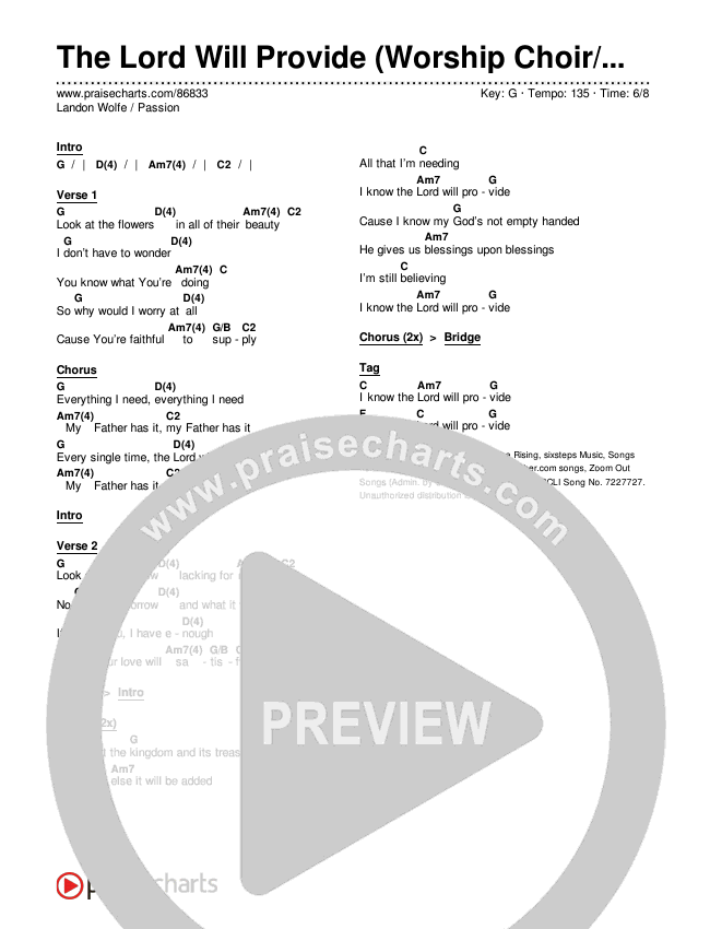 The Lord Will Provide (Worship Choir/SAB) Chords & Lyrics (Passion / Landon Wolfe / Arr. Luke Gambill)