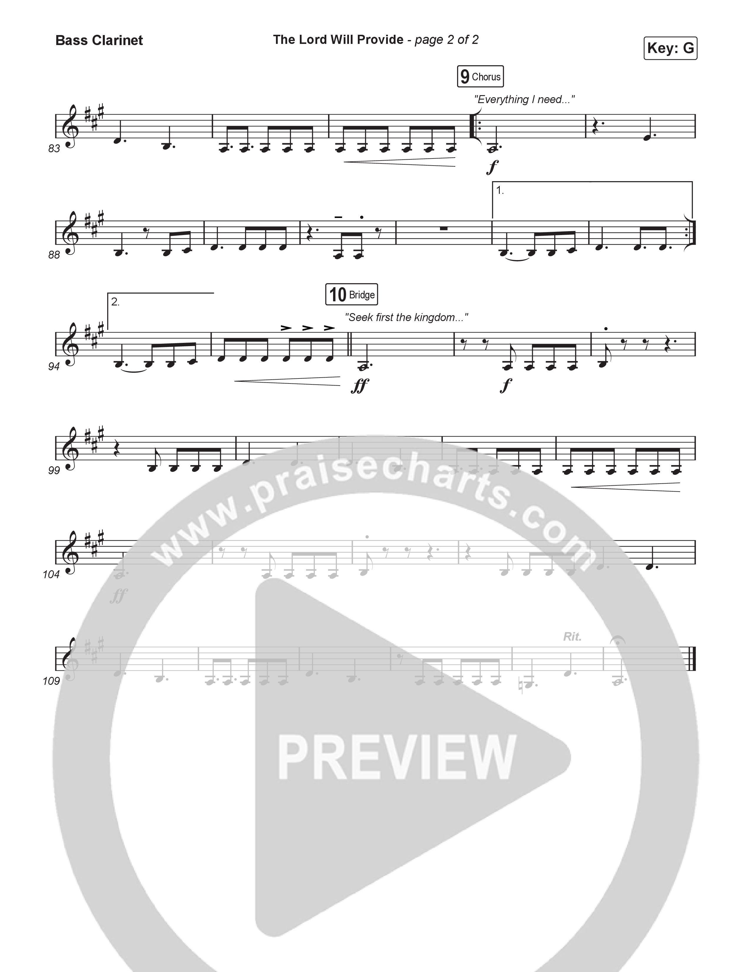 The Lord Will Provide (Sing It Now) Bass Clarinet (Passion / Landon Wolfe / Arr. Luke Gambill)