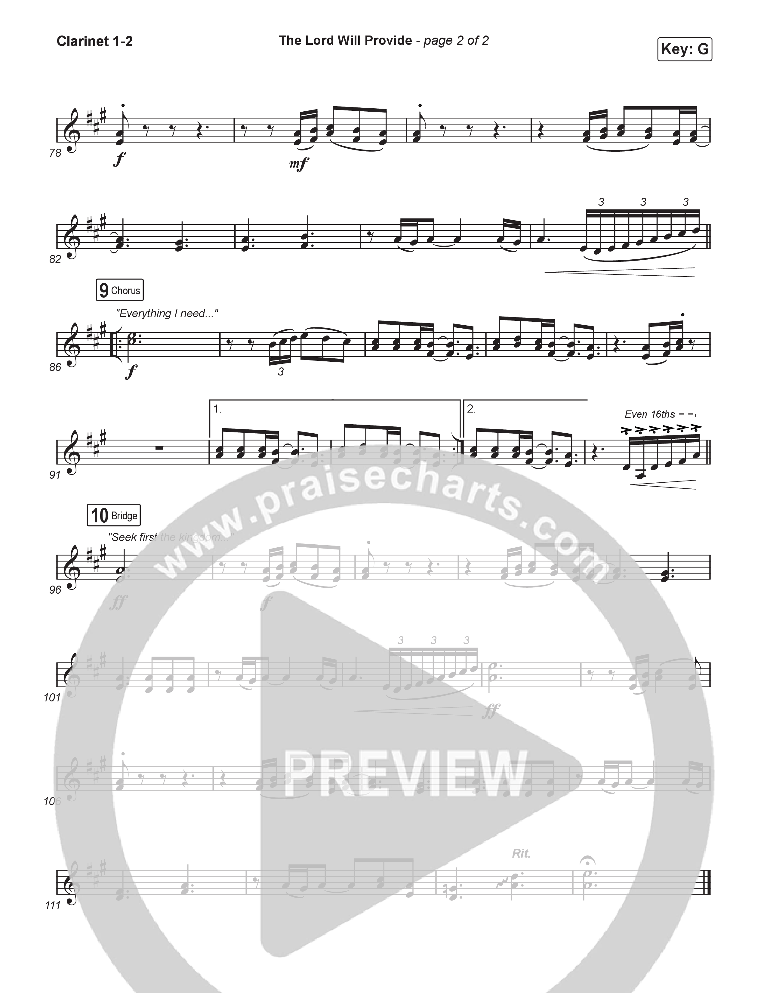 The Lord Will Provide (Sing It Now) Clarinet 1/2 (Passion / Landon Wolfe / Arr. Luke Gambill)