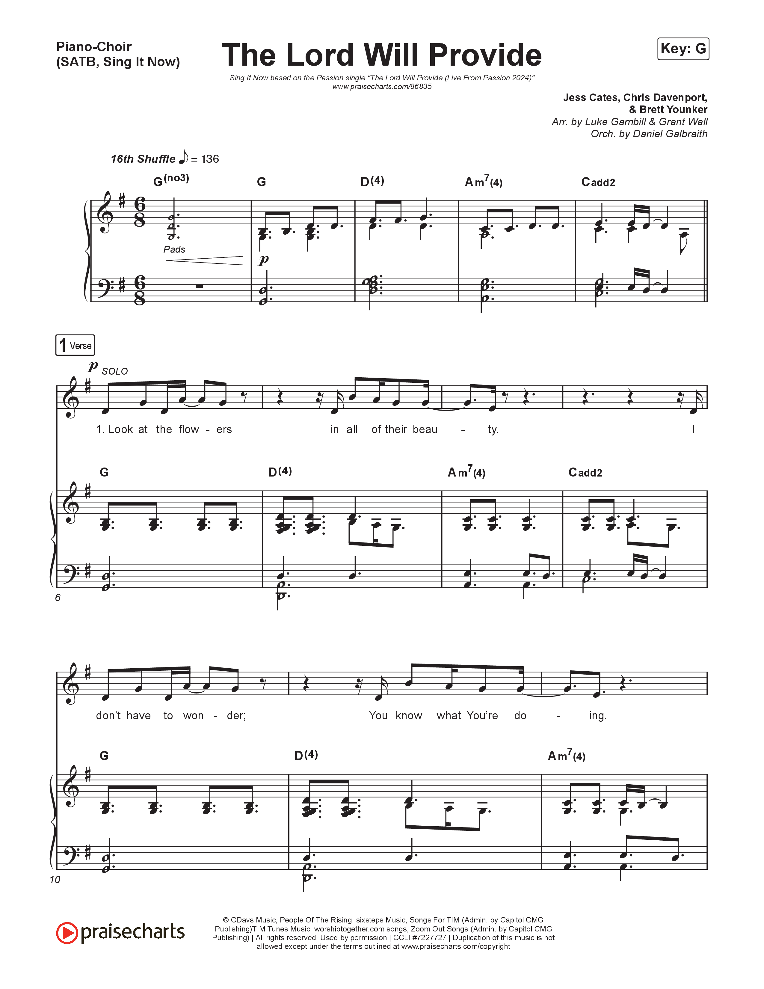 The Lord Will Provide (Sing It Now) Piano/Choir (SATB) (Passion / Landon Wolfe / Arr. Luke Gambill)