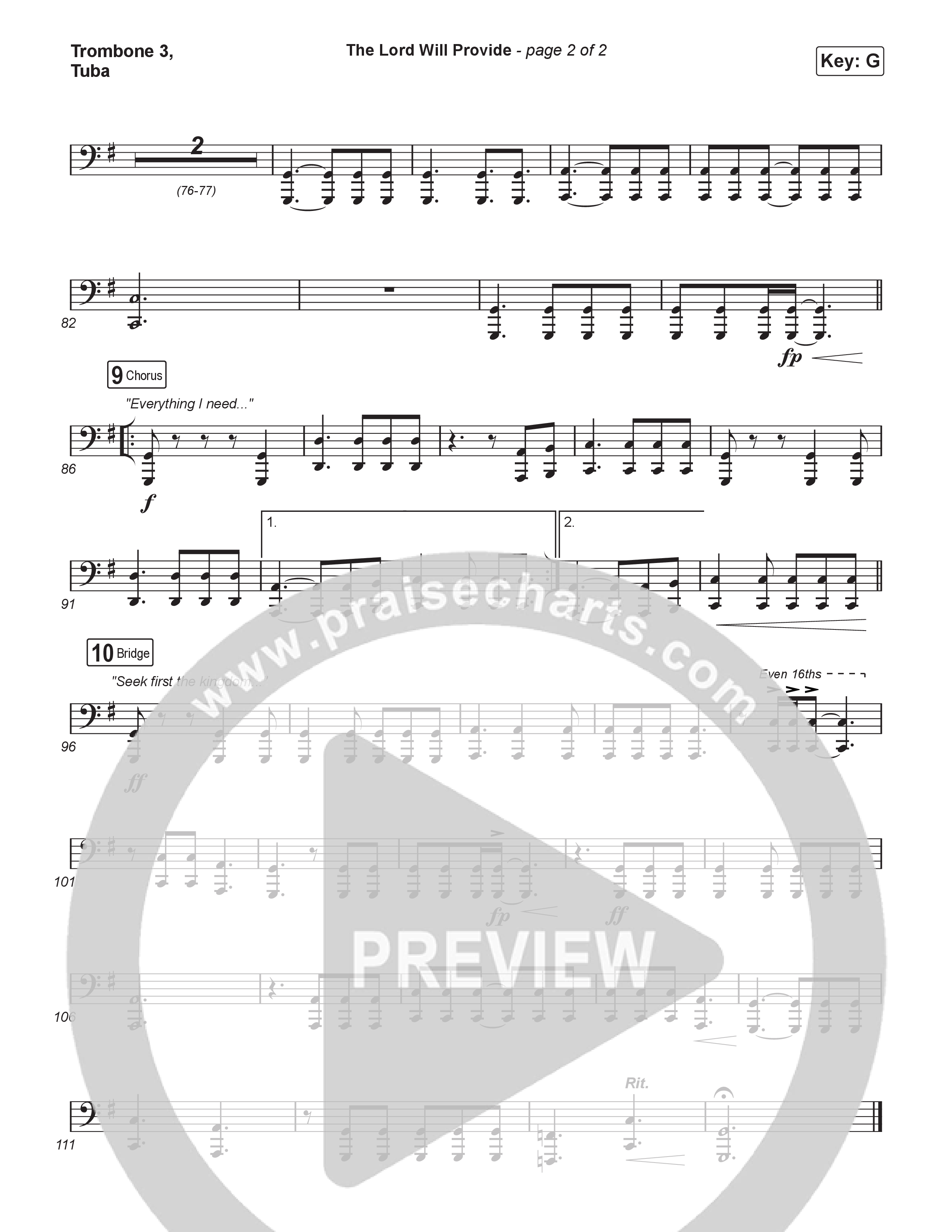 The Lord Will Provide (Sing It Now) Trombone 3/Tuba (Passion / Landon Wolfe / Arr. Luke Gambill)