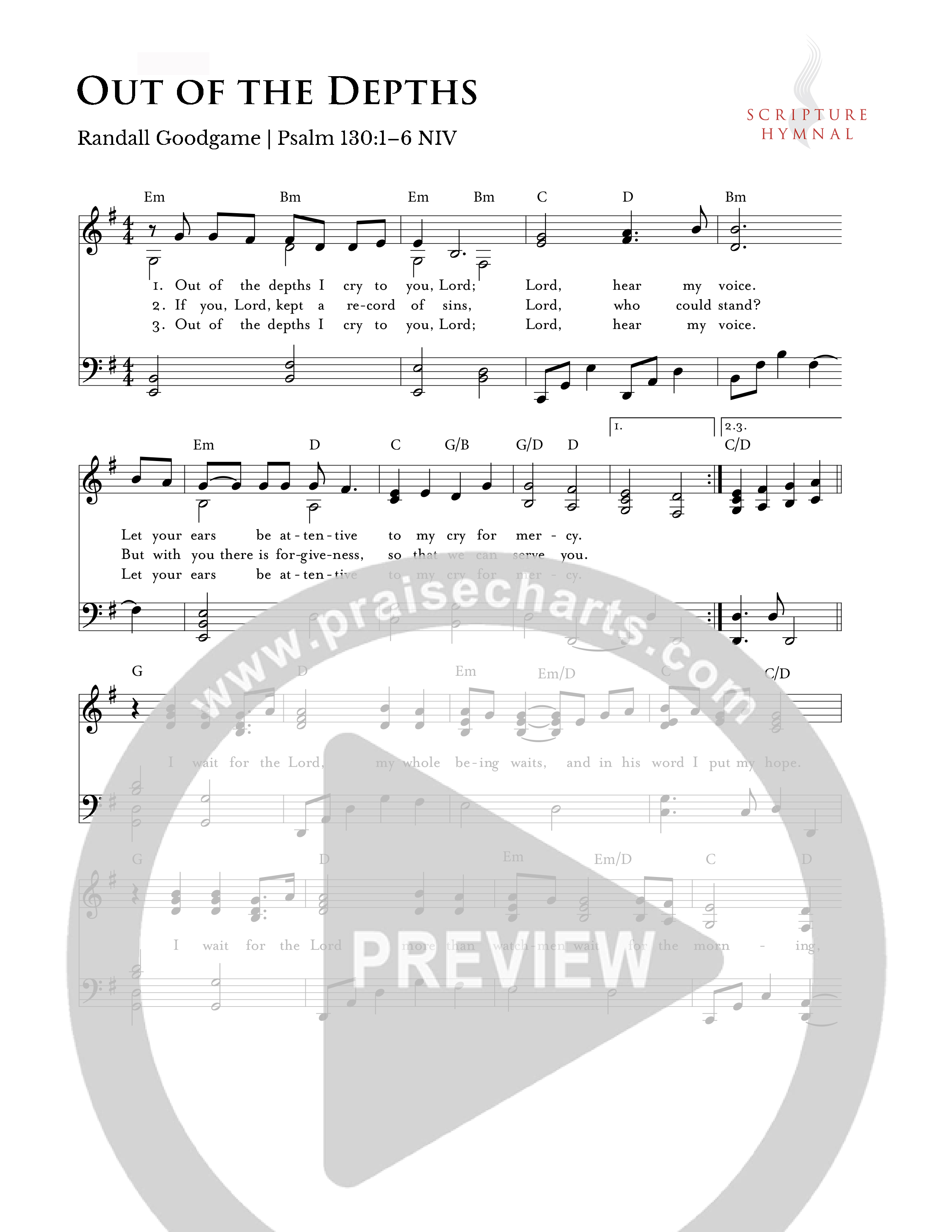 Out of the Depths Lead Sheet Melody (Scripture Hymnal)