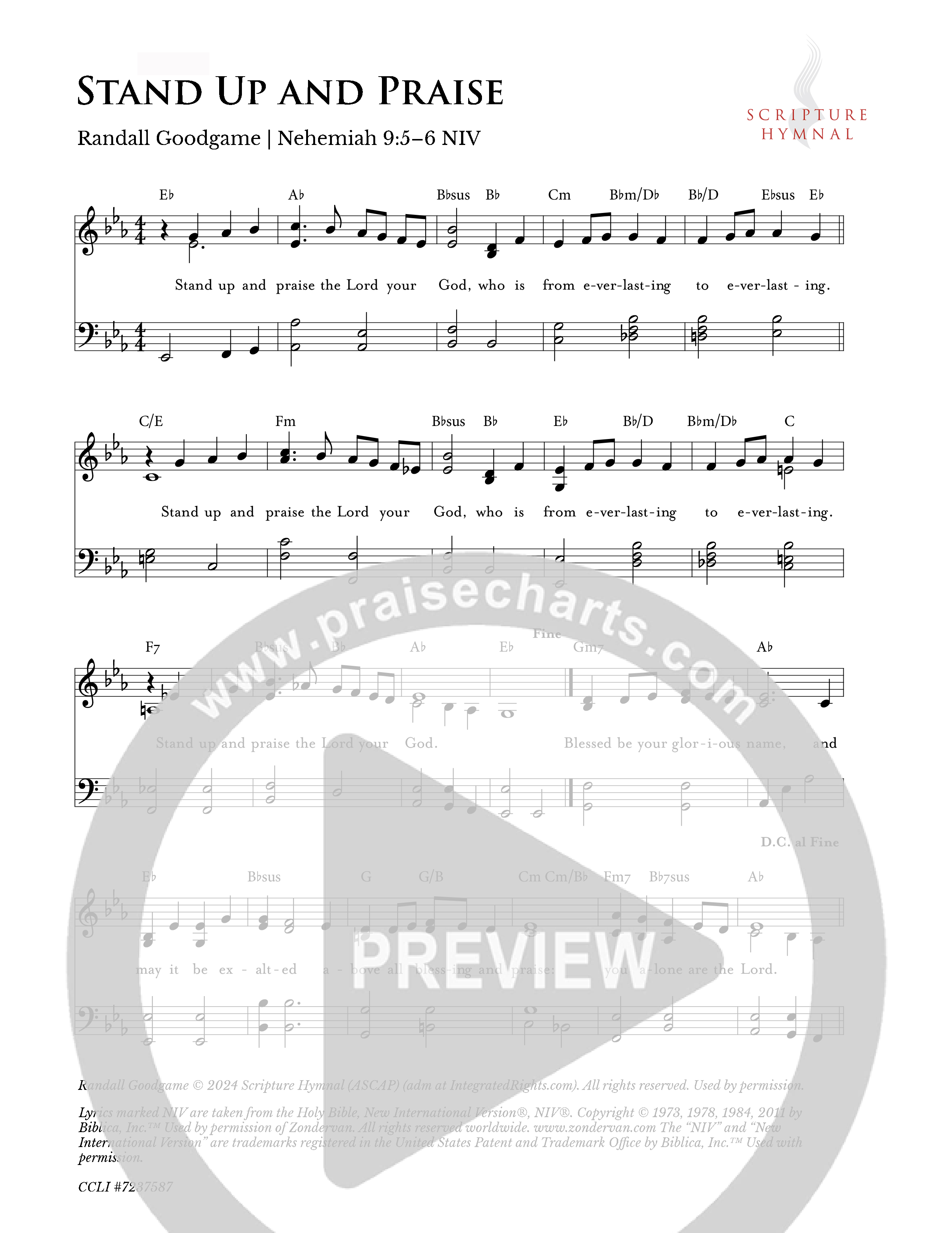 Stand Up And Praise Lead Sheet Melody (Scripture Hymnal)