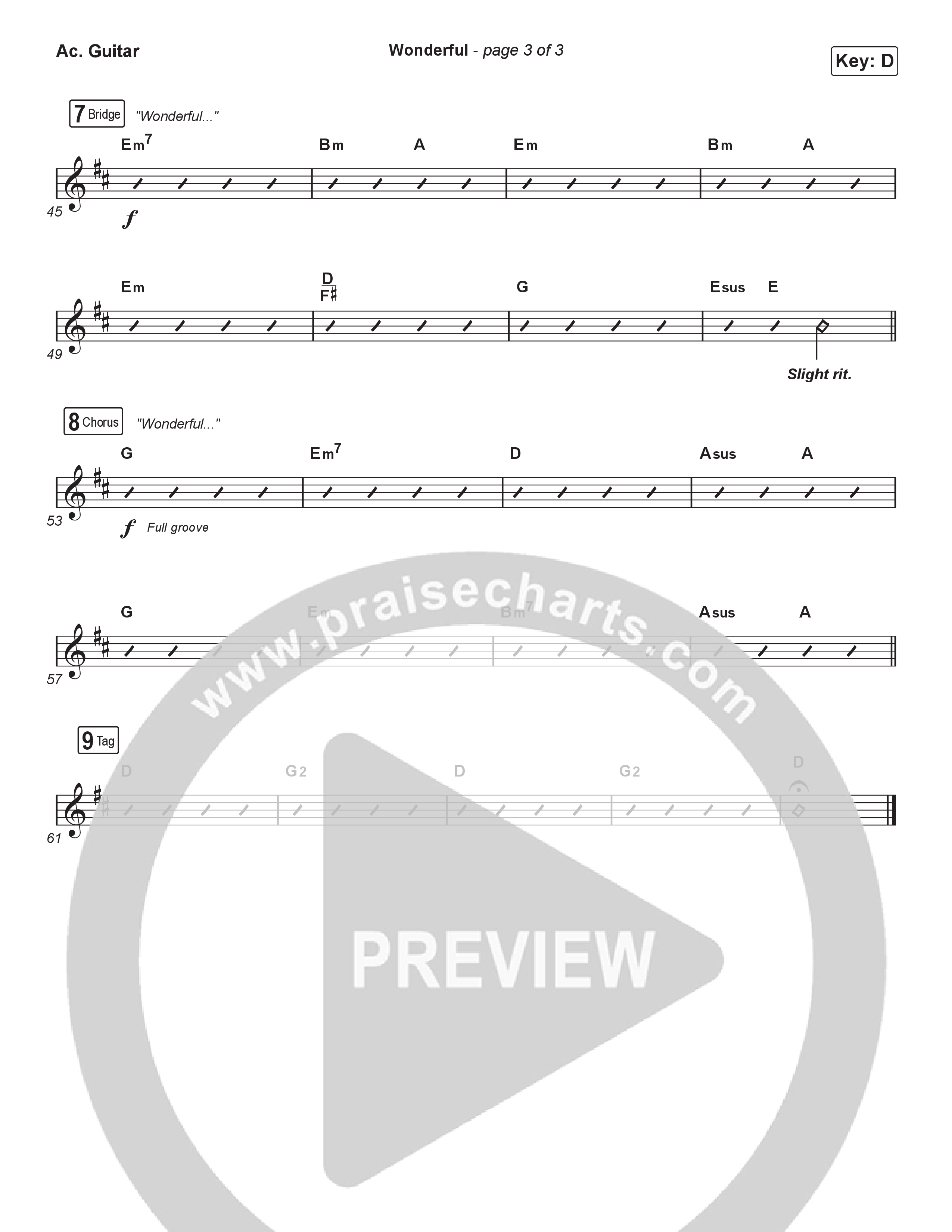 Wonderful (Choral Anthem SATB) Acoustic Guitar (CAIN / Arr. Luke Gambill)