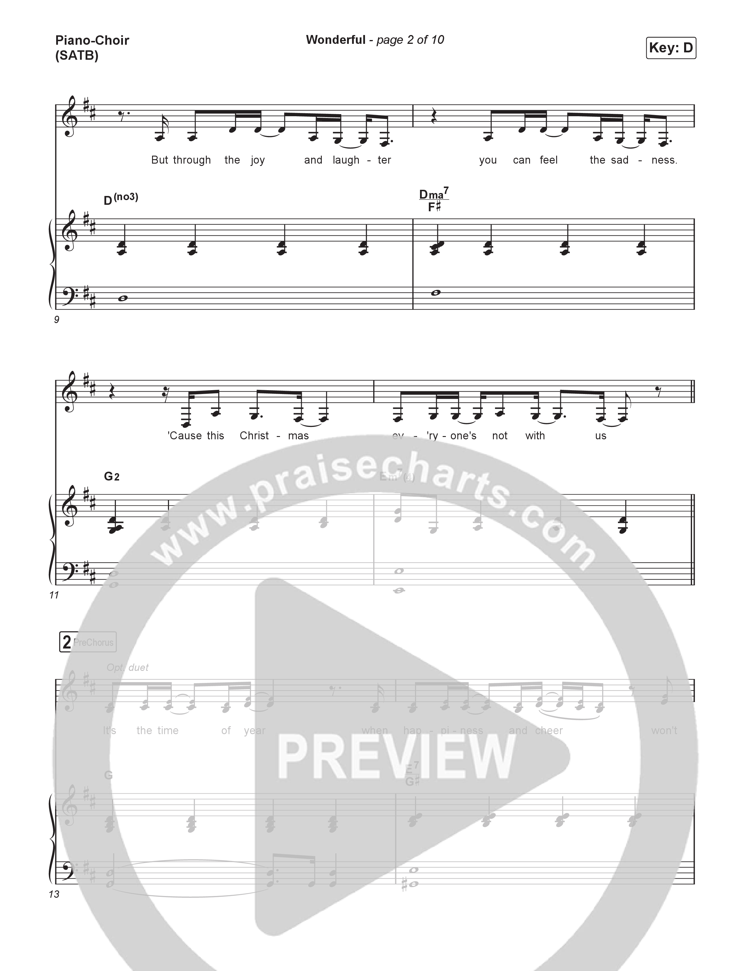 Wonderful (Choral Anthem SATB) Piano/Vocal (SATB) (CAIN / Arr. Luke Gambill)