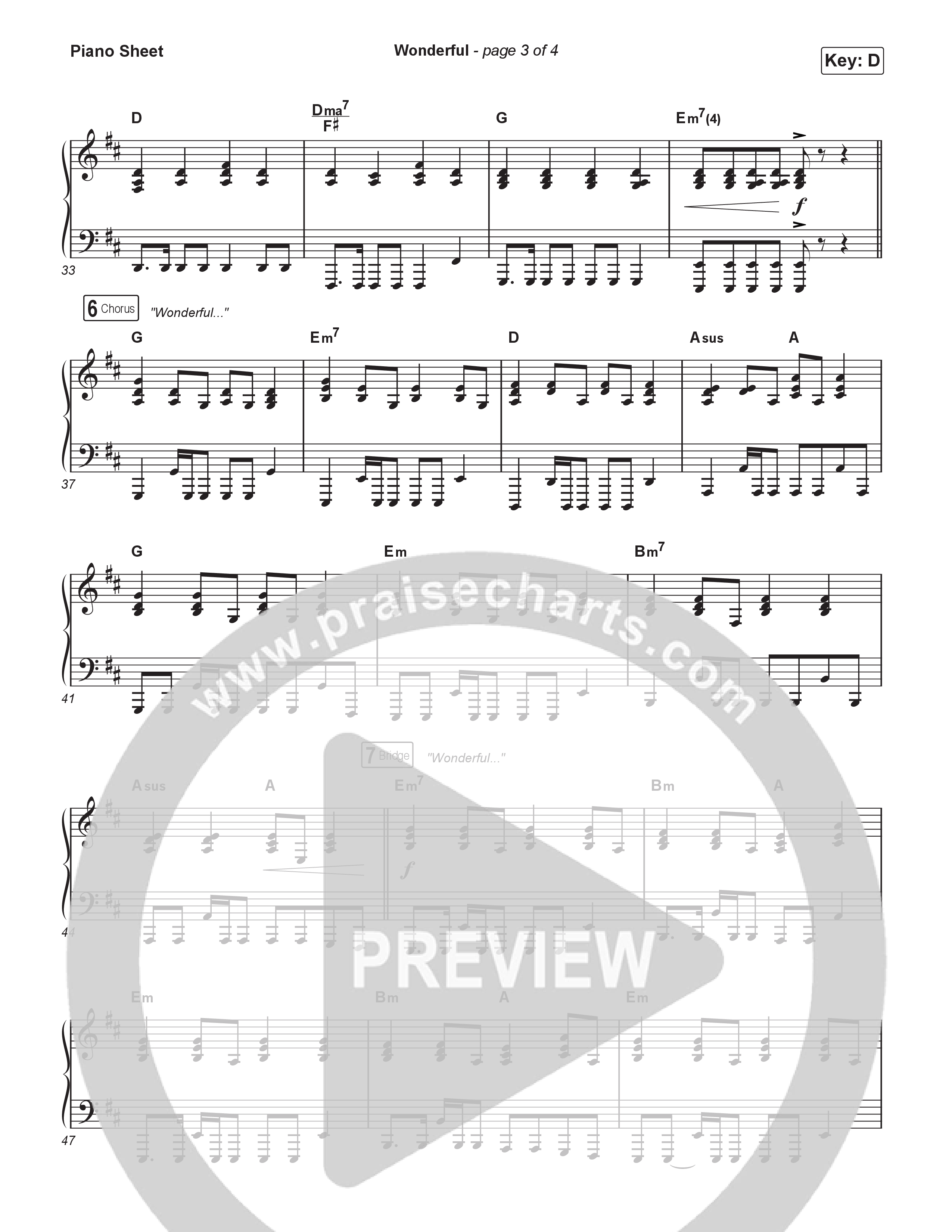 Wonderful (Choral Anthem SATB) Piano Sheet (CAIN / Arr. Luke Gambill)