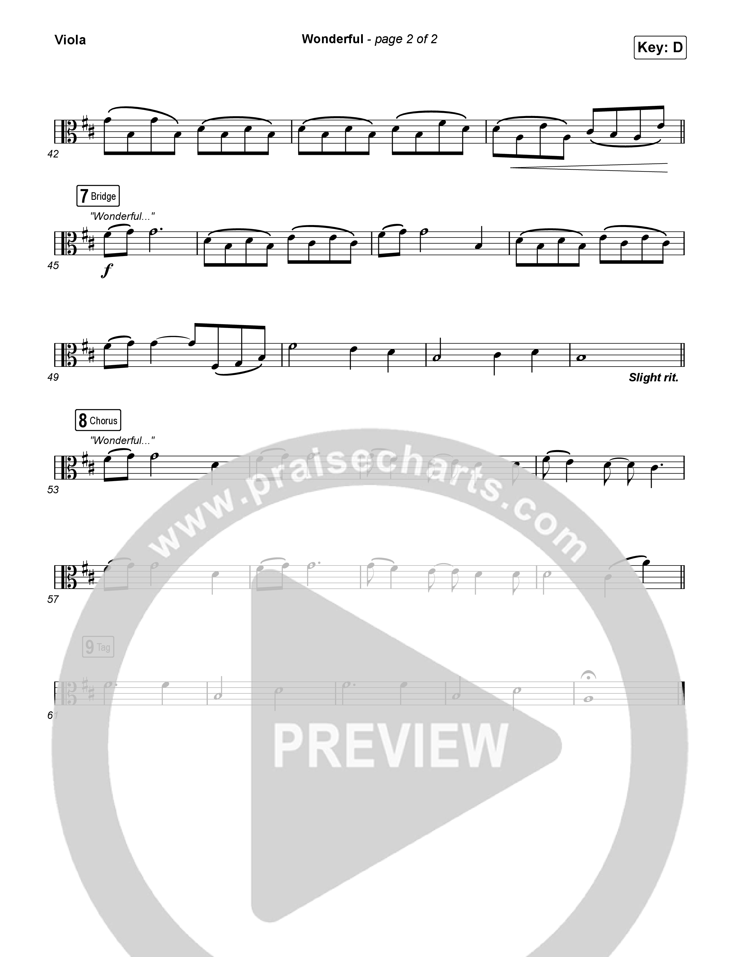 Wonderful (Choral Anthem SATB) Viola (CAIN / Arr. Luke Gambill)