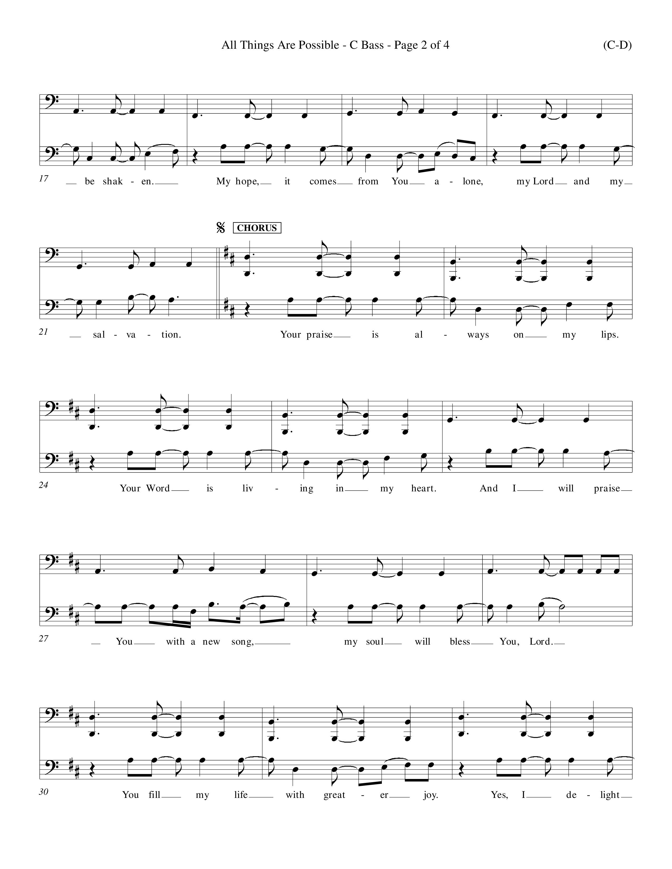 All Things Are Possible (Choral Anthem SATB) Contrabass (Word Music Choral / Orch. Michael Lawrence)