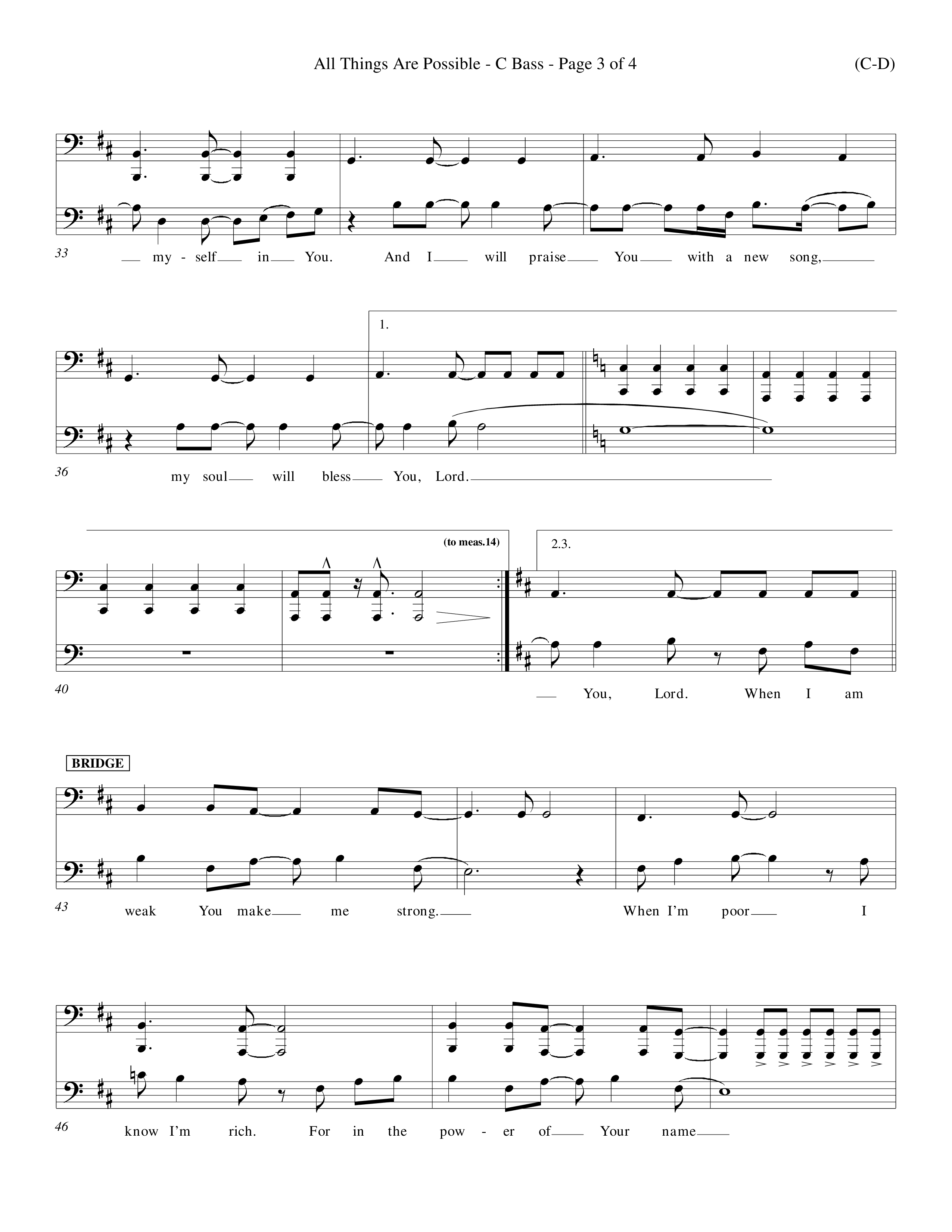 All Things Are Possible (Choral Anthem SATB) Contrabass (Word Music Choral / Orch. Michael Lawrence)