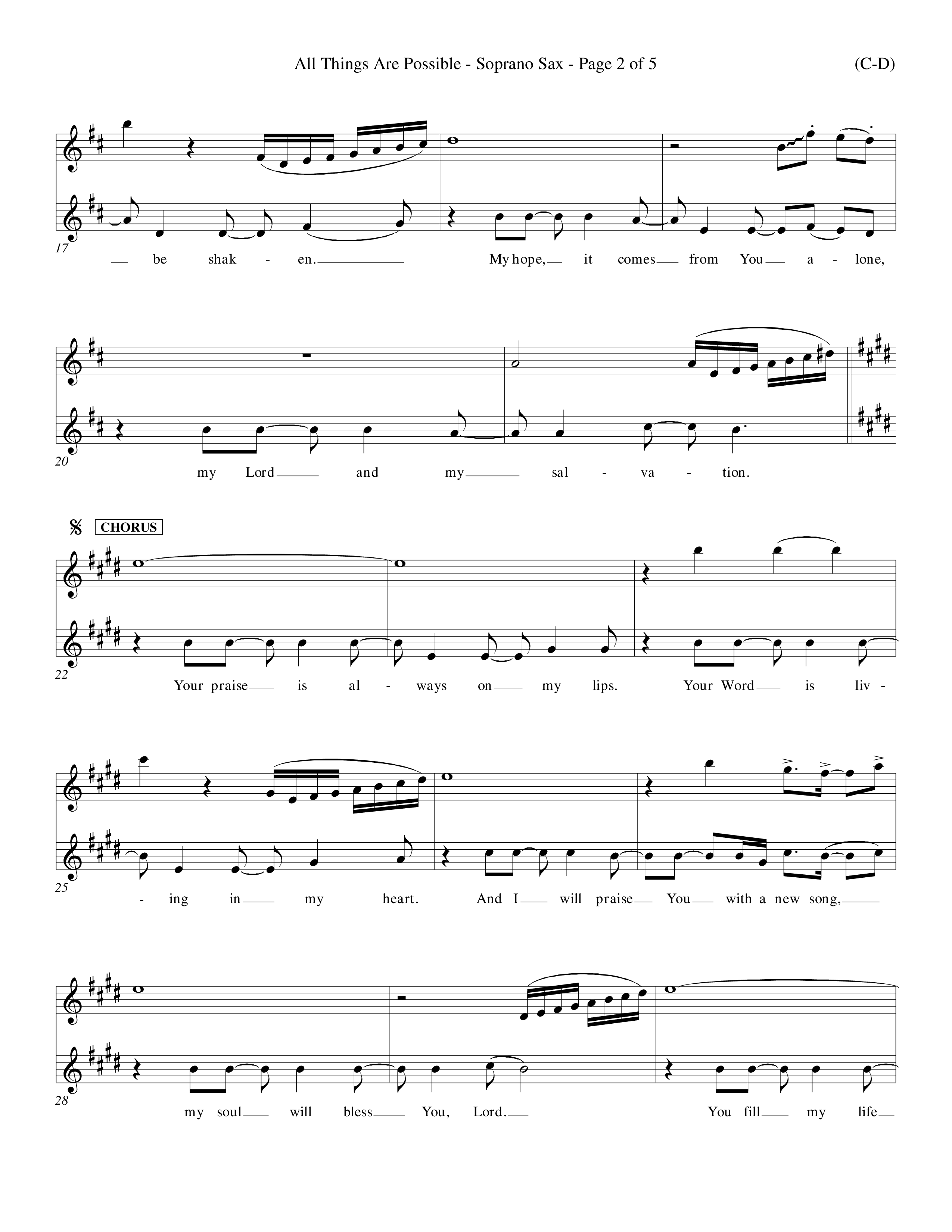 All Things Are Possible (Choral Anthem SATB) Saxophone (Word Music Choral / Orch. Michael Lawrence)