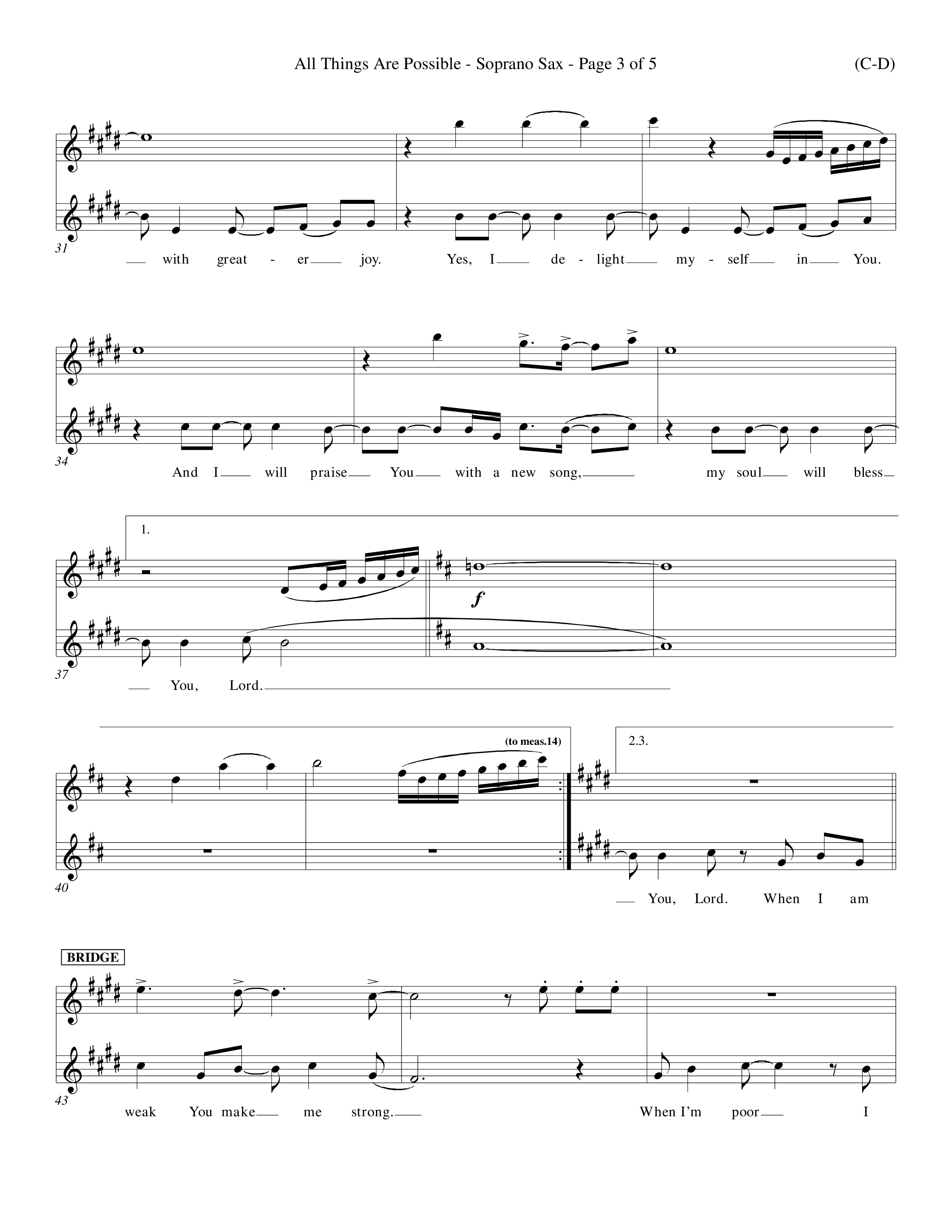 All Things Are Possible (Choral Anthem SATB) Saxophone (Word Music Choral / Orch. Michael Lawrence)