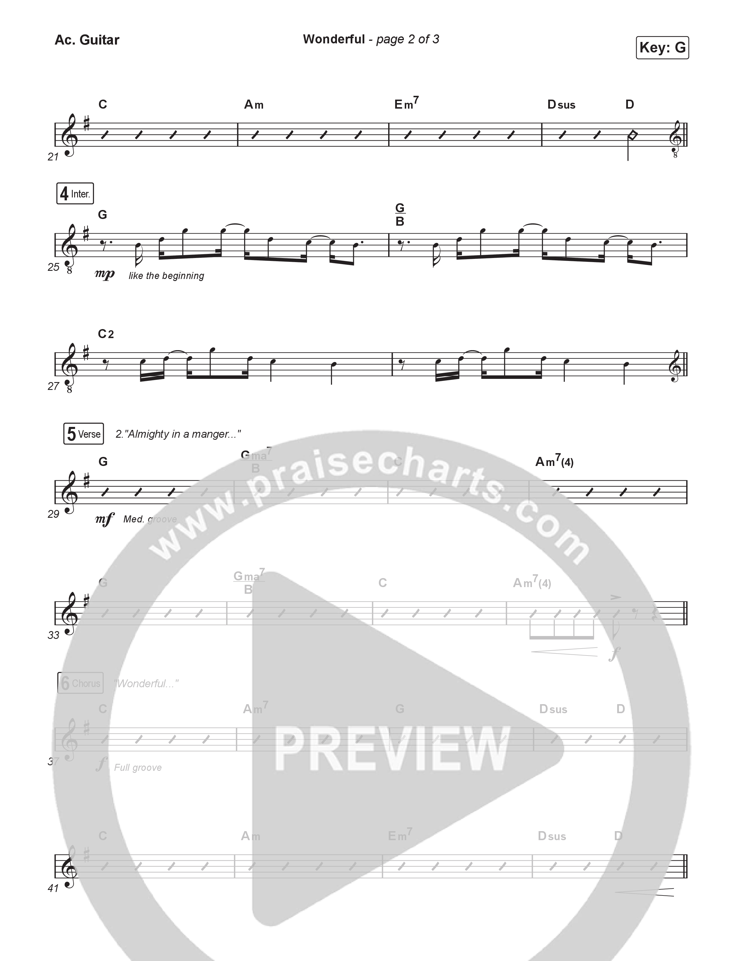 Wonderful (Worship Choir/SAB) Acoustic Guitar (CAIN / Arr. Luke Gambill)