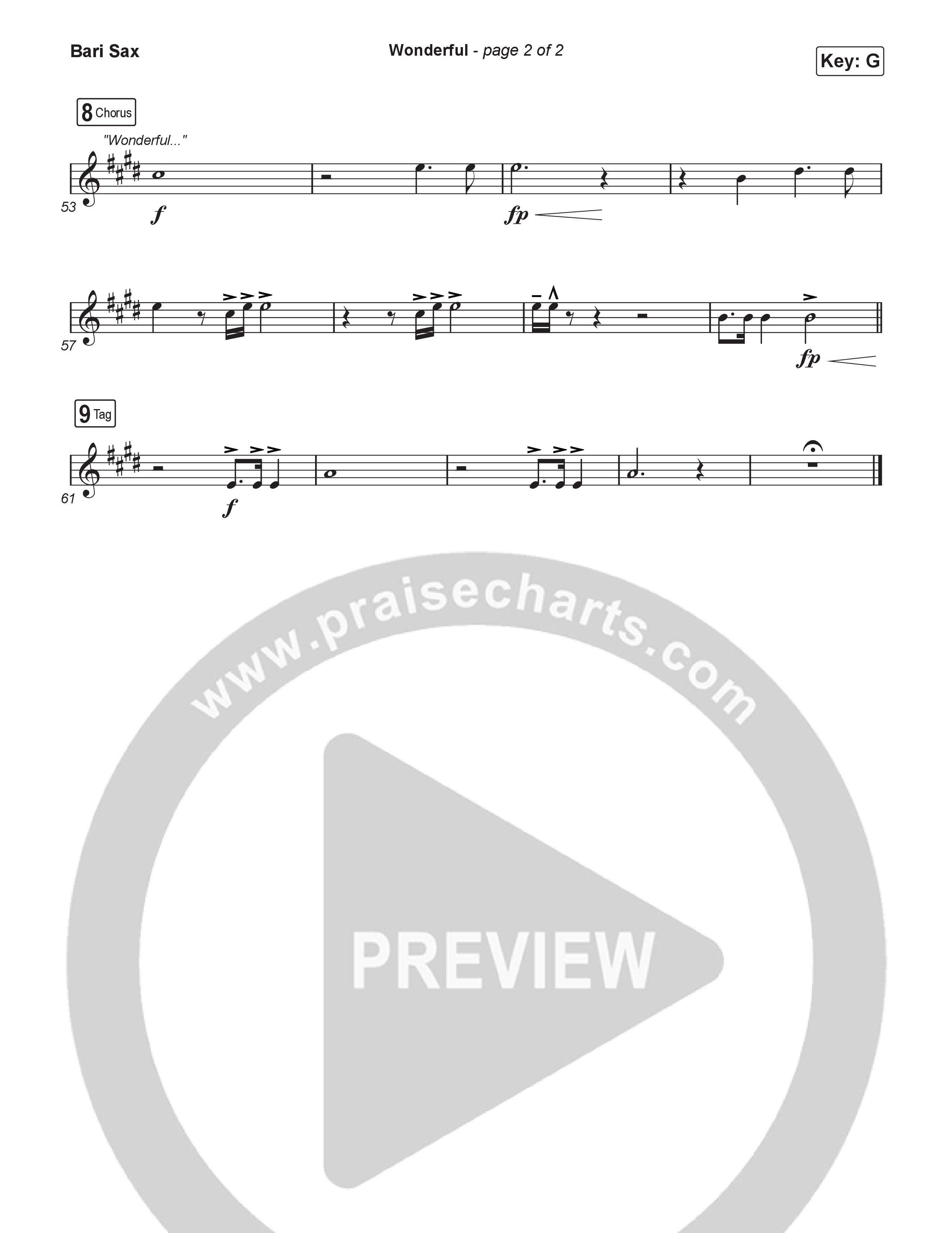 Wonderful (Worship Choir/SAB) Bari Sax (CAIN / Arr. Luke Gambill)