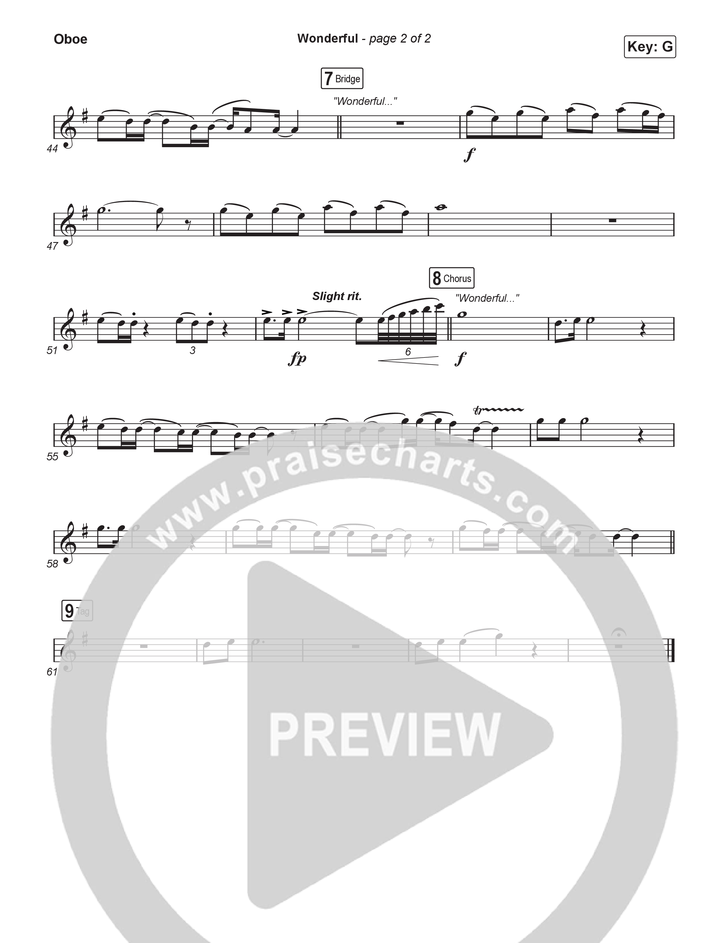 Wonderful (Worship Choir/SAB) Oboe (CAIN / Arr. Luke Gambill)