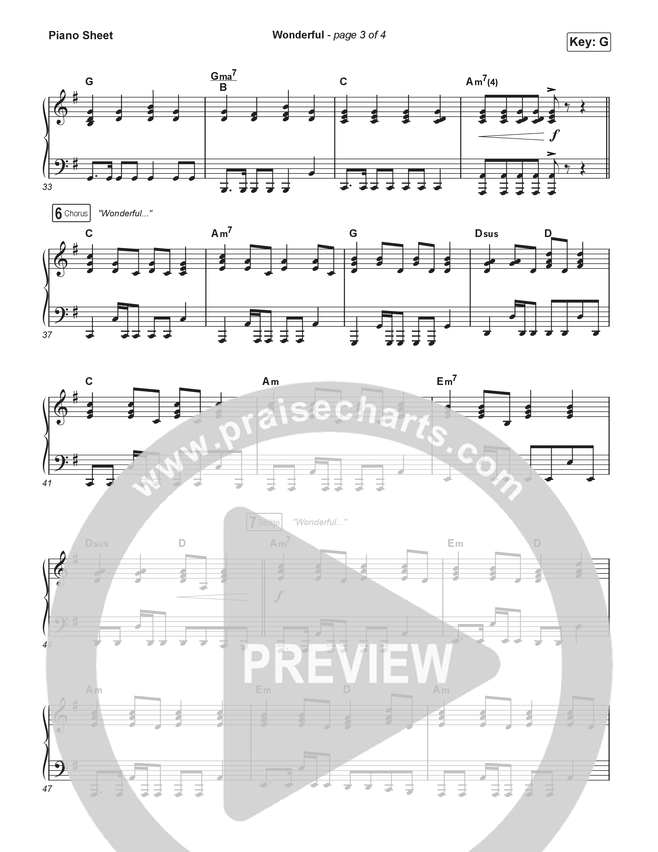 Wonderful (Worship Choir/SAB) Piano Sheet (CAIN / Arr. Luke Gambill)