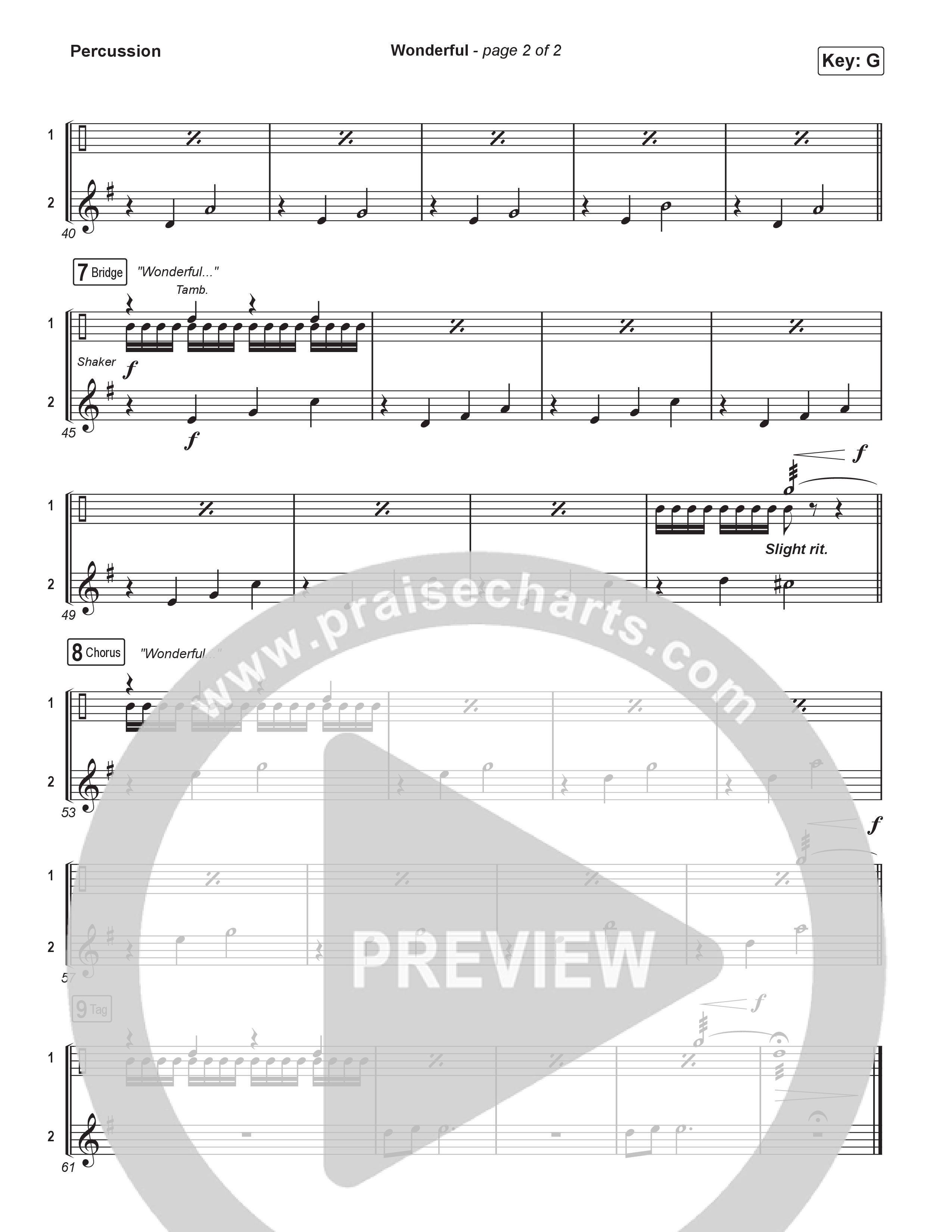 Wonderful (Unison/2-Part) Percussion (CAIN / Arr. Luke Gambill)