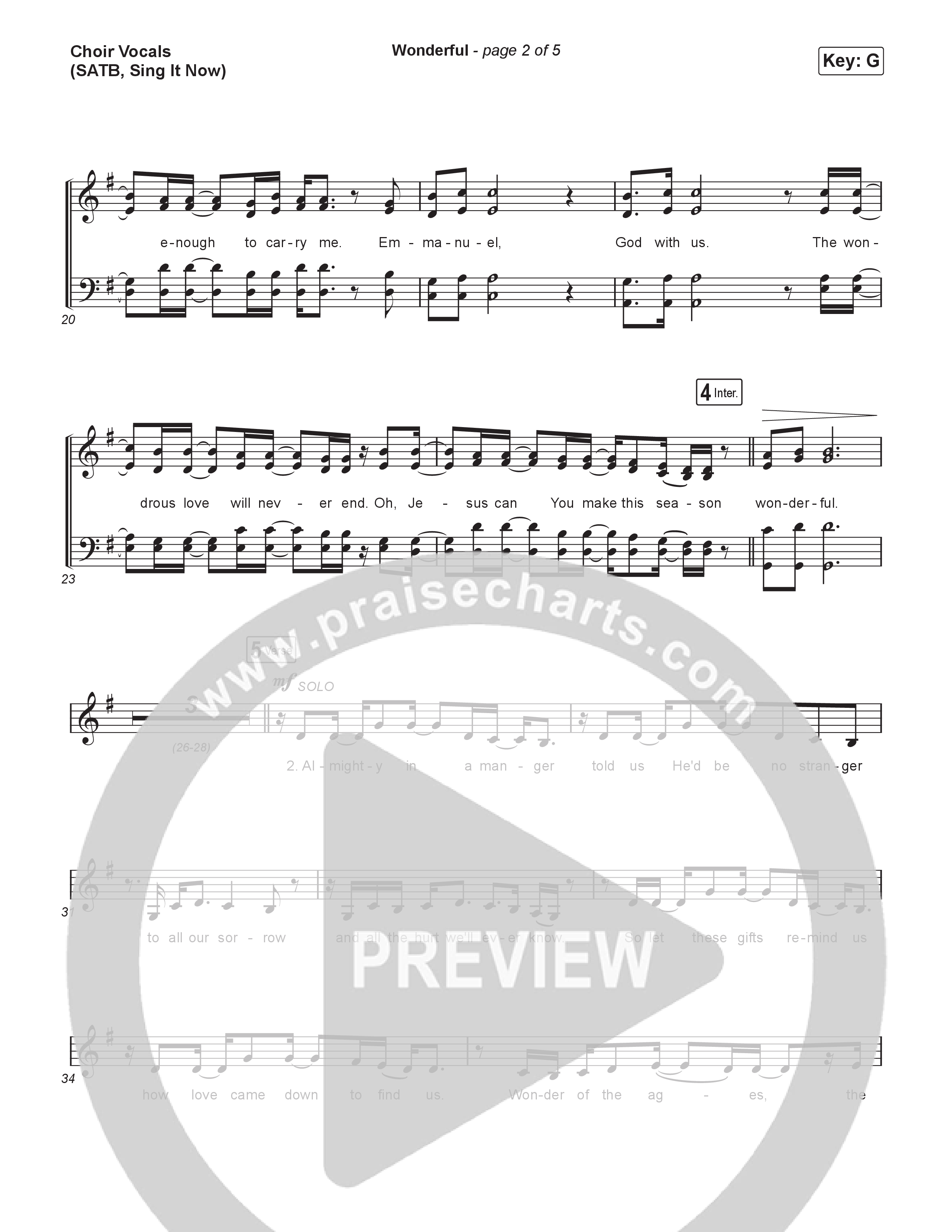 Wonderful (Sing It Now) Choir Sheet (SATB) (CAIN / Arr. Luke Gambill)